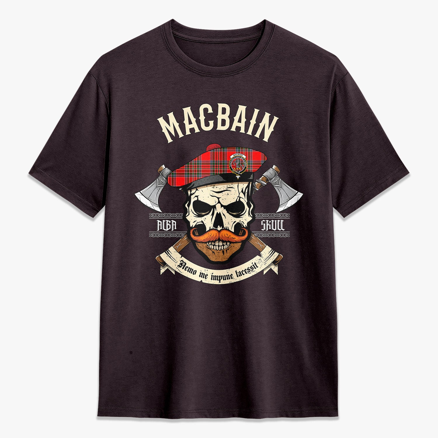 MacBain Tartan Crest 2D T-shirt - Alba Skull Style