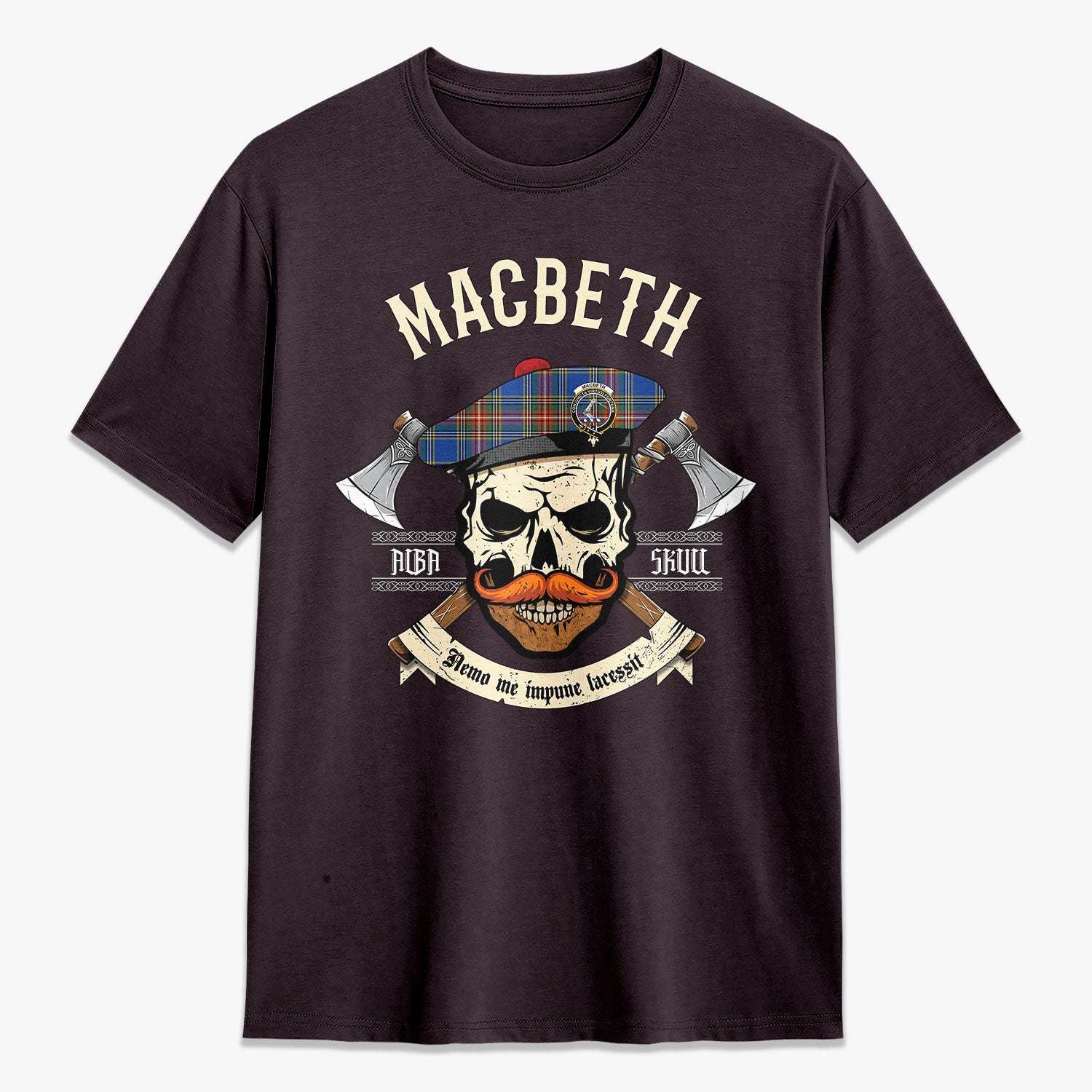 MacBeth Ancient Tartan Crest 2D T-shirt - Alba Skull Style