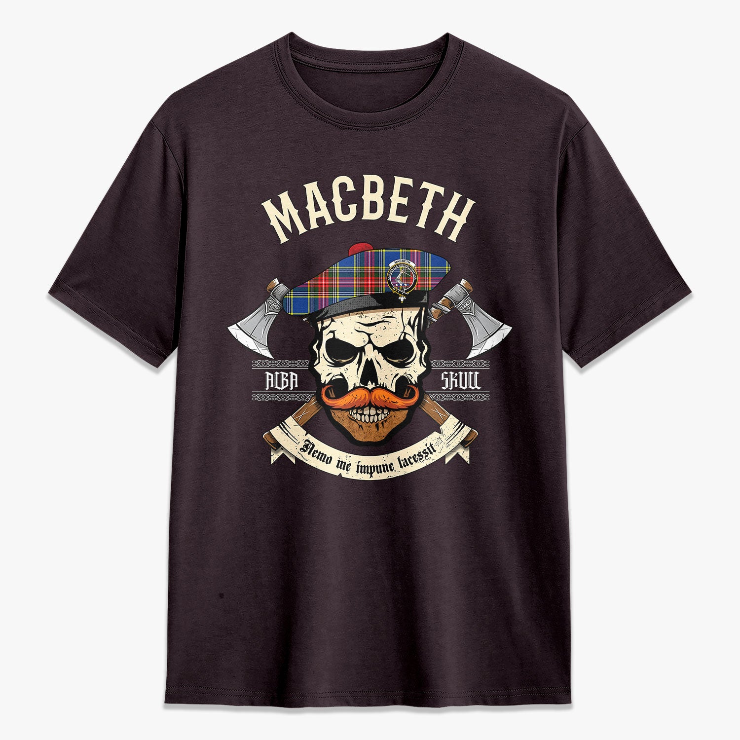 MacBeth Modern Tartan Crest 2D T-shirt - Alba Skull Style