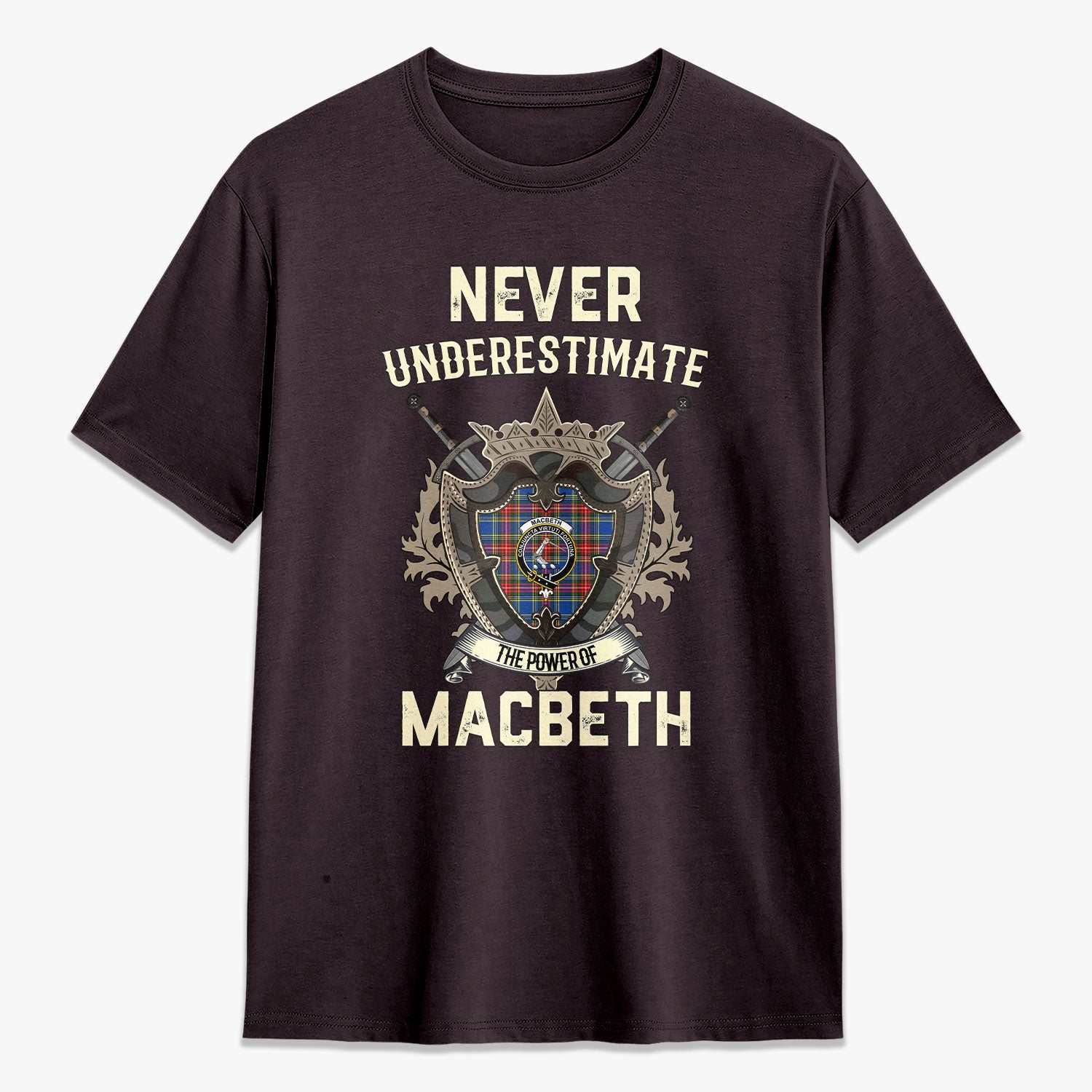 MacBeth Modern Tartan Crest 2D T-shirt - Never Underestimate Style