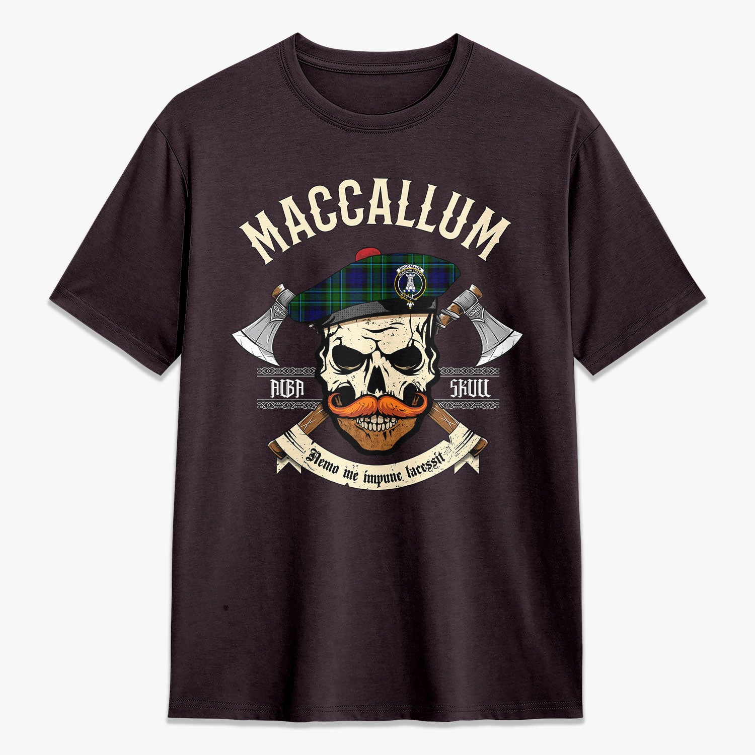 MacCallum Modern Tartan Crest 2D T-shirt - Alba Skull Style