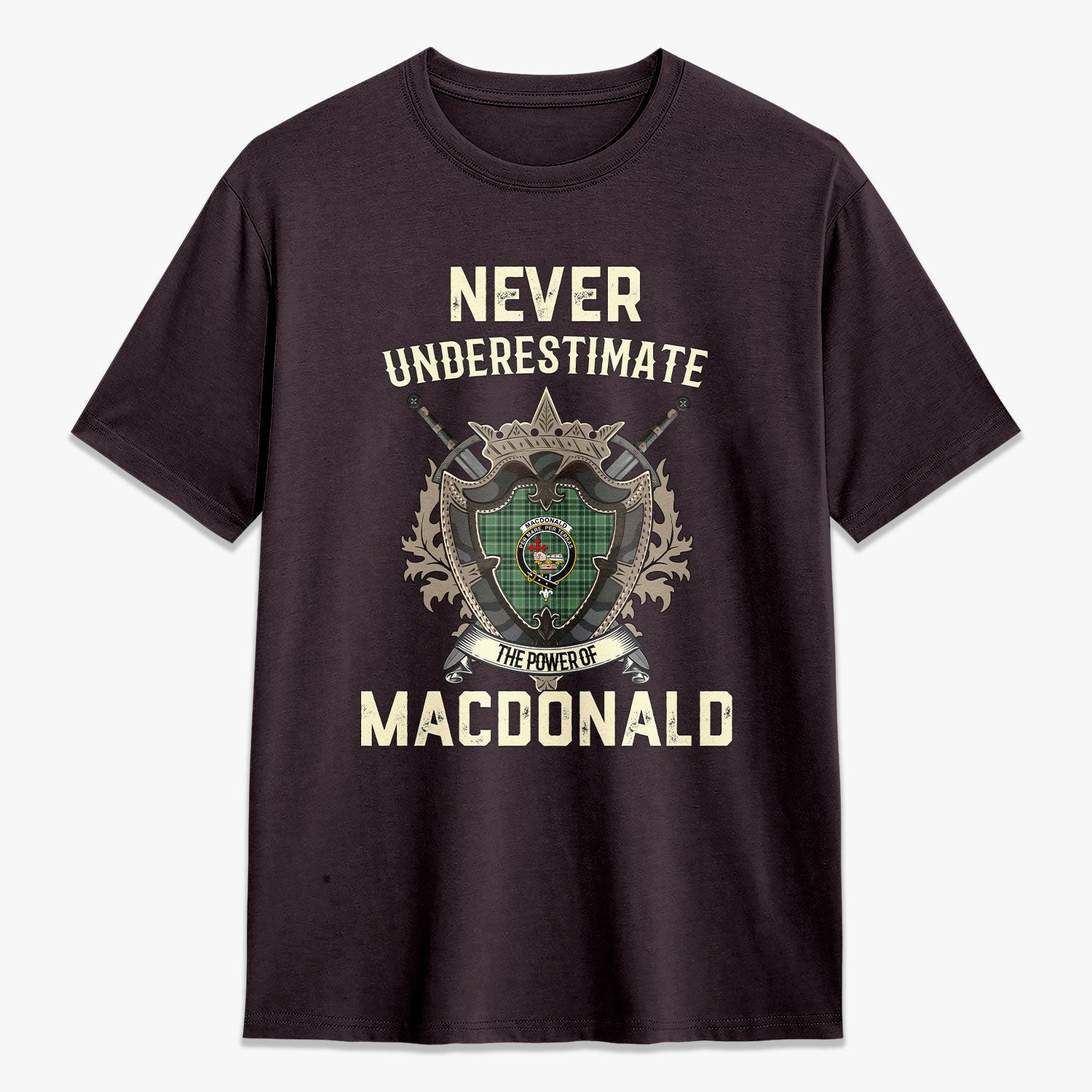 MacDonald Lord of the Isles Hunting Tartan Crest 2D T-shirt - Never Underestimate Style