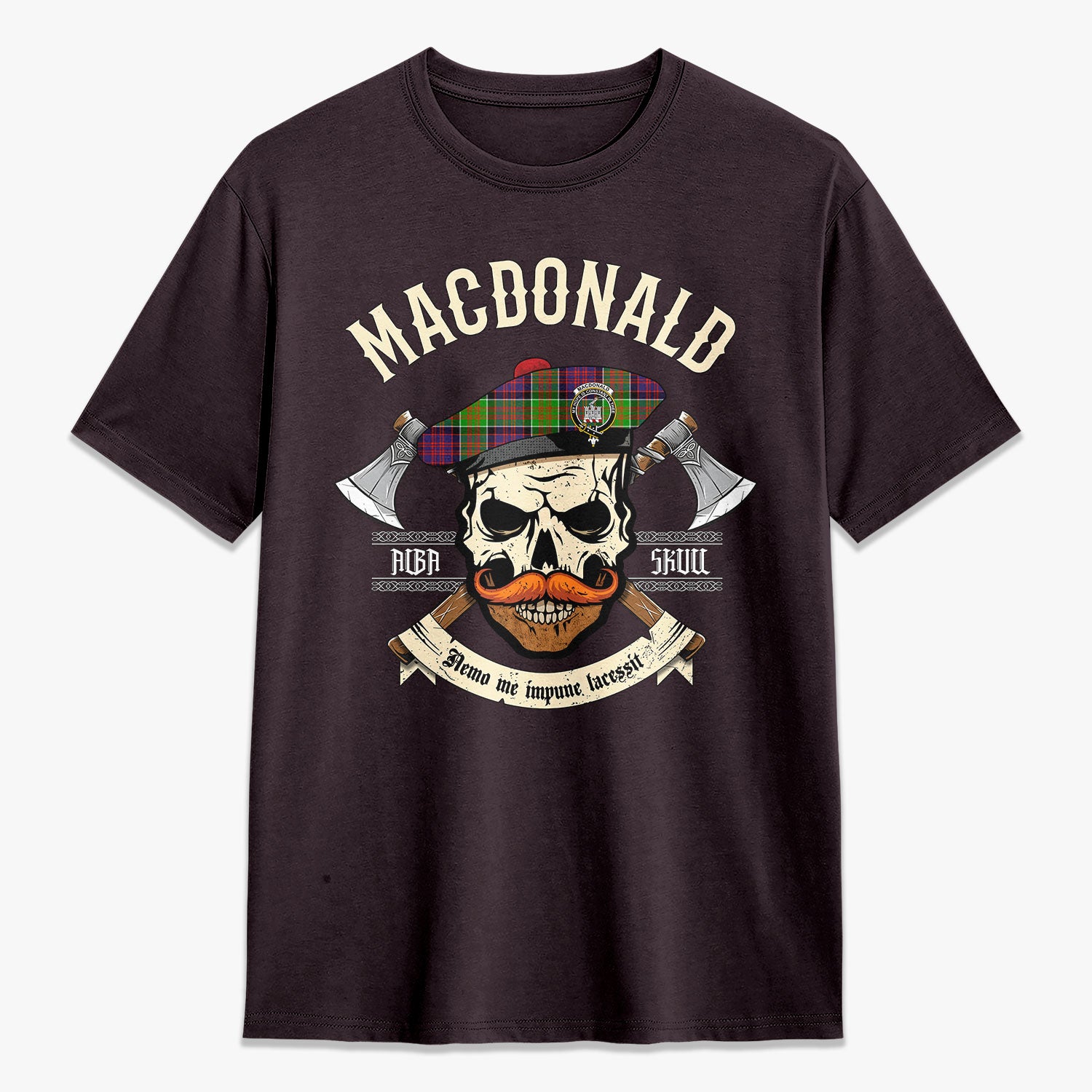 MacDonald (Clan Ranald) Tartan Crest 2D T-shirt - Alba Skull Style