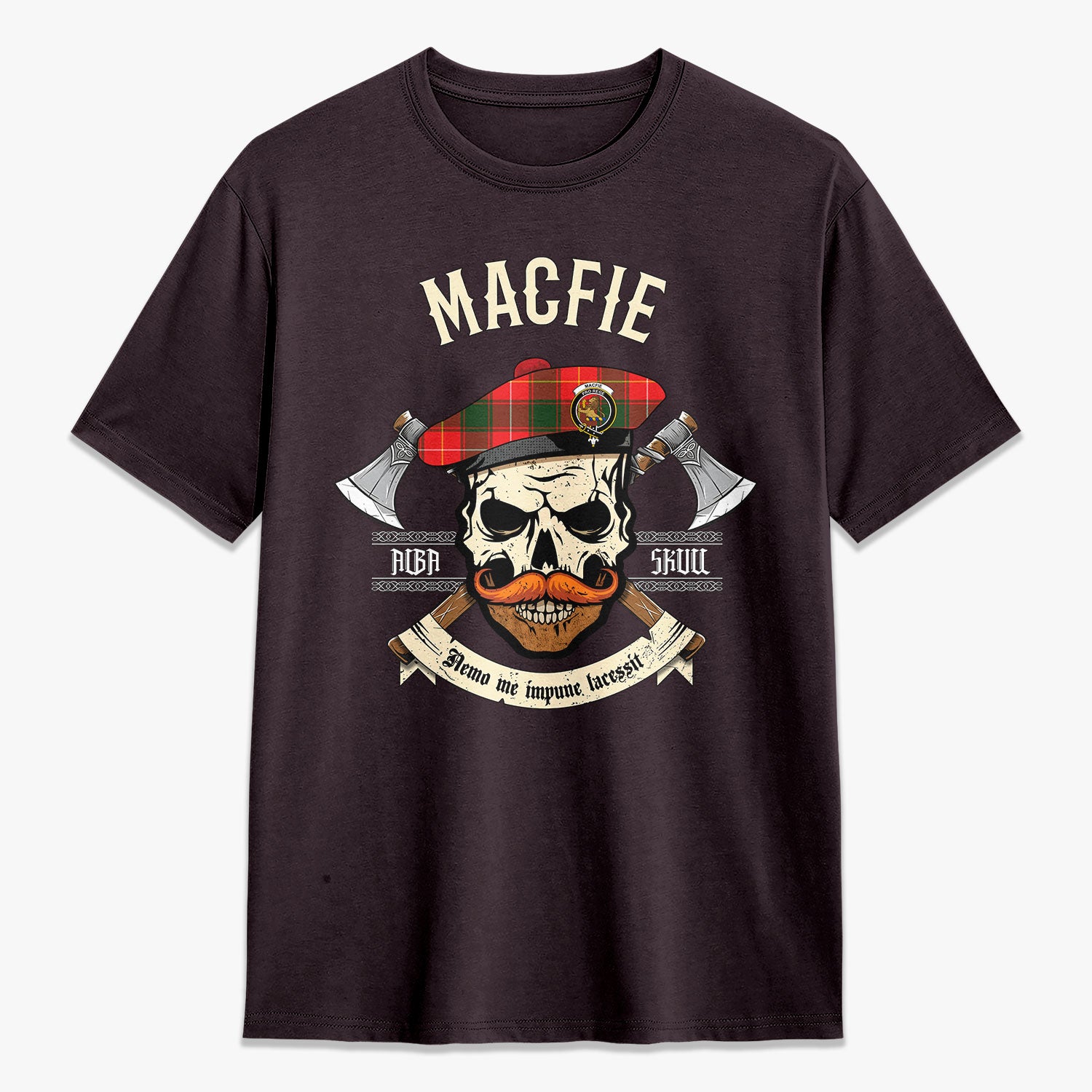 MacFie Tartan Crest 2D T-shirt - Alba Skull Style