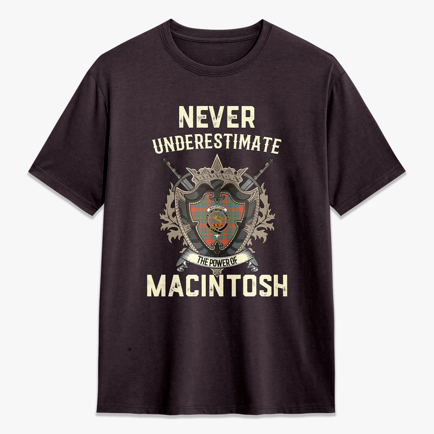 MacIntosh Ancient Tartan Crest 2D T-shirt - Never Underestimate Style