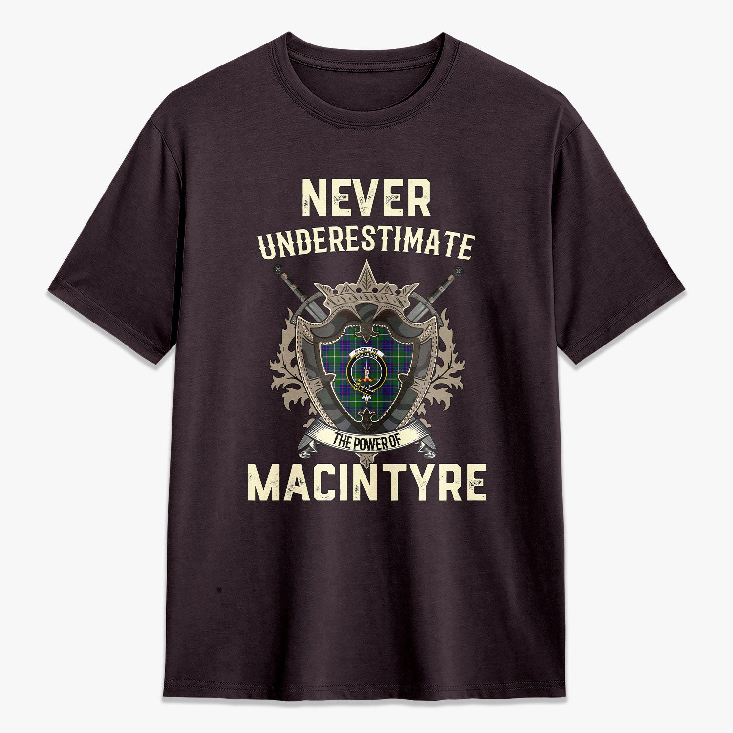 MacIntyre Hunting Modern Tartan Crest 2D T-shirt - Never Underestimate Style