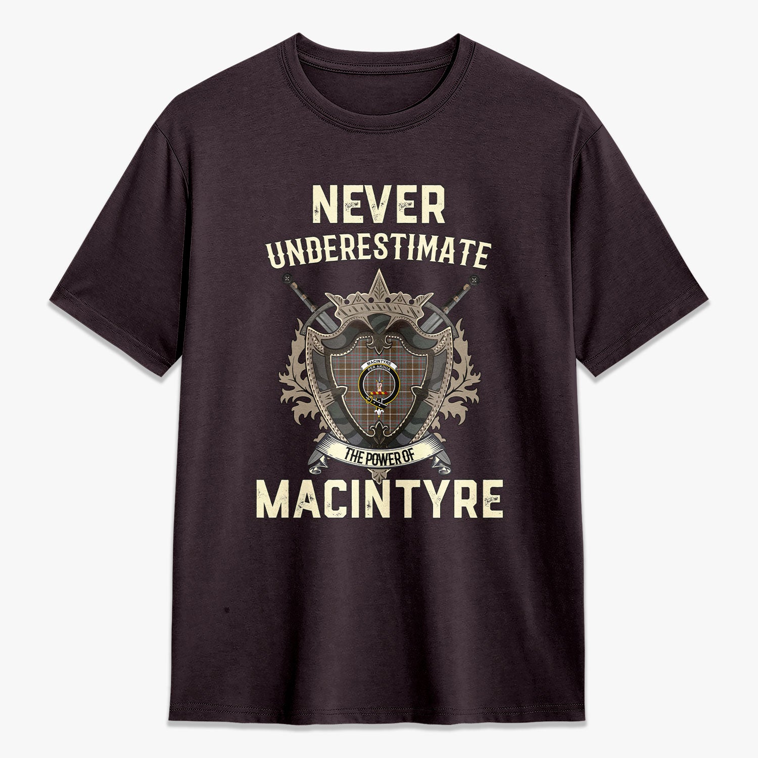 MacIntyre Hunting Weathered Tartan Crest 2D T-shirt - Never Underestimate Style