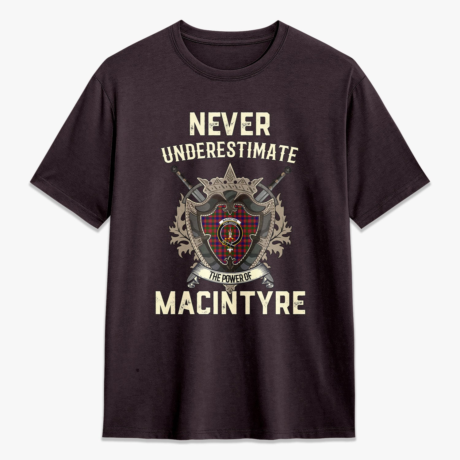 MacIntyre Modern Tartan Crest 2D T-shirt - Never Underestimate Style