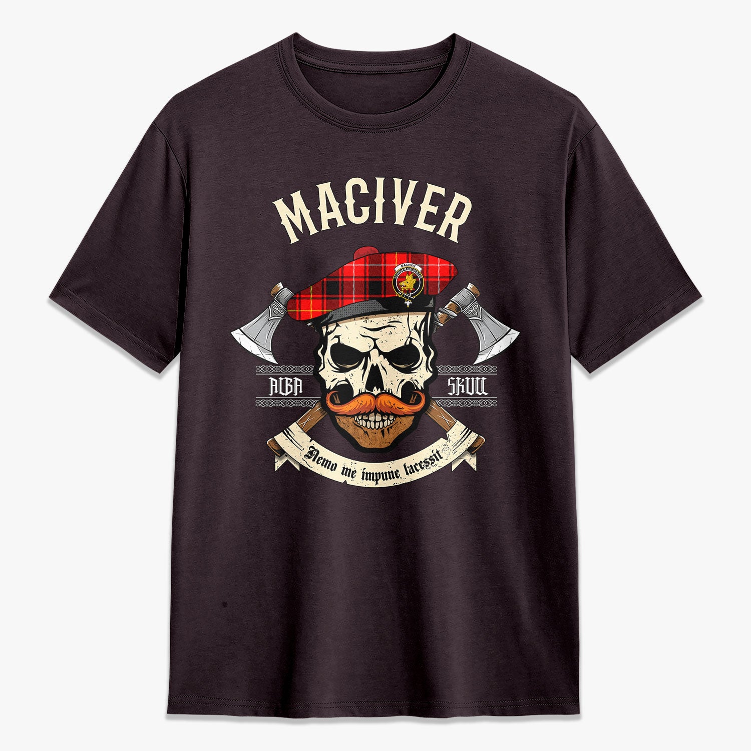 MacIver Modern Tartan Crest 2D T-shirt - Alba Skull Style