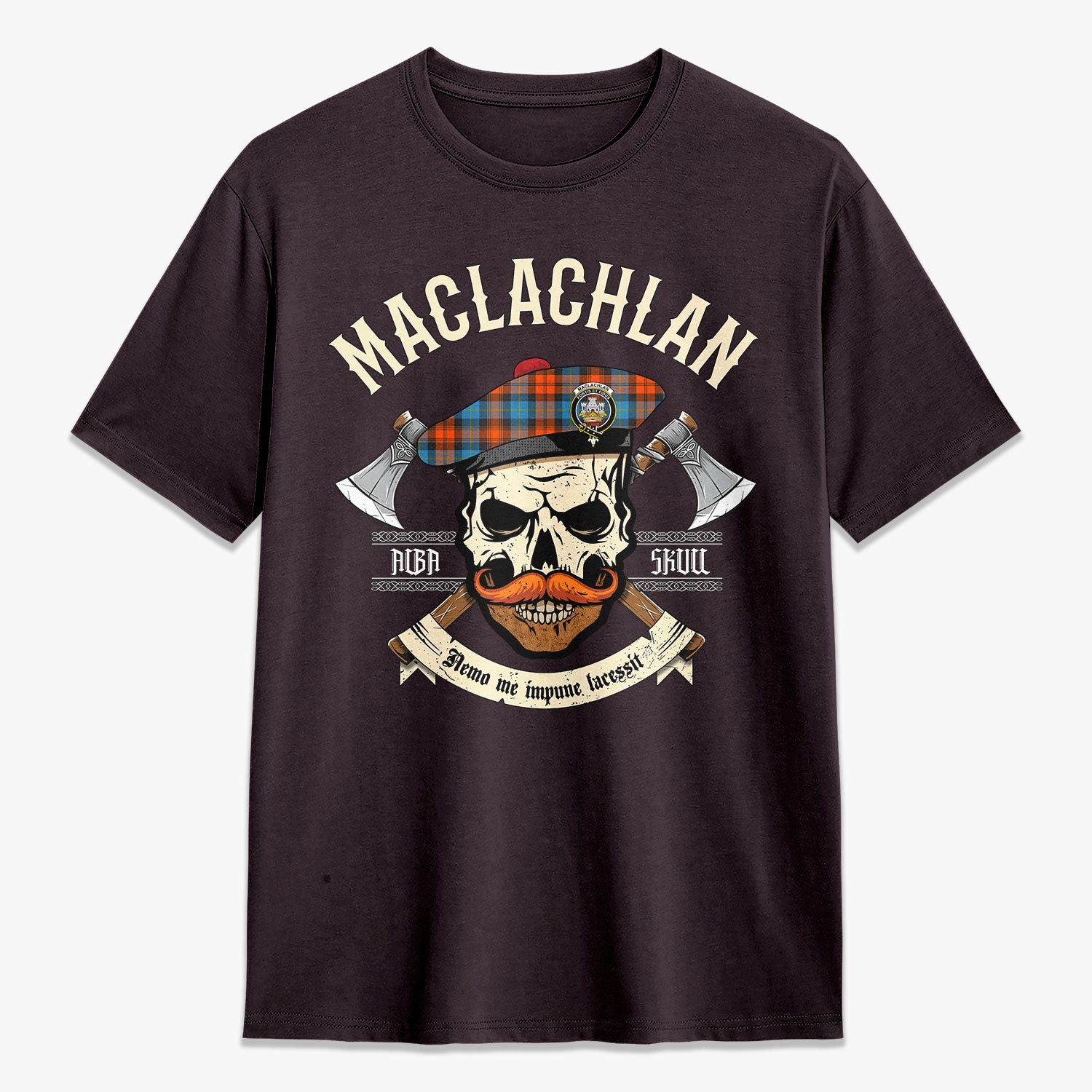 MacLachlan Ancient Tartan Crest 2D T-shirt - Alba Skull Style