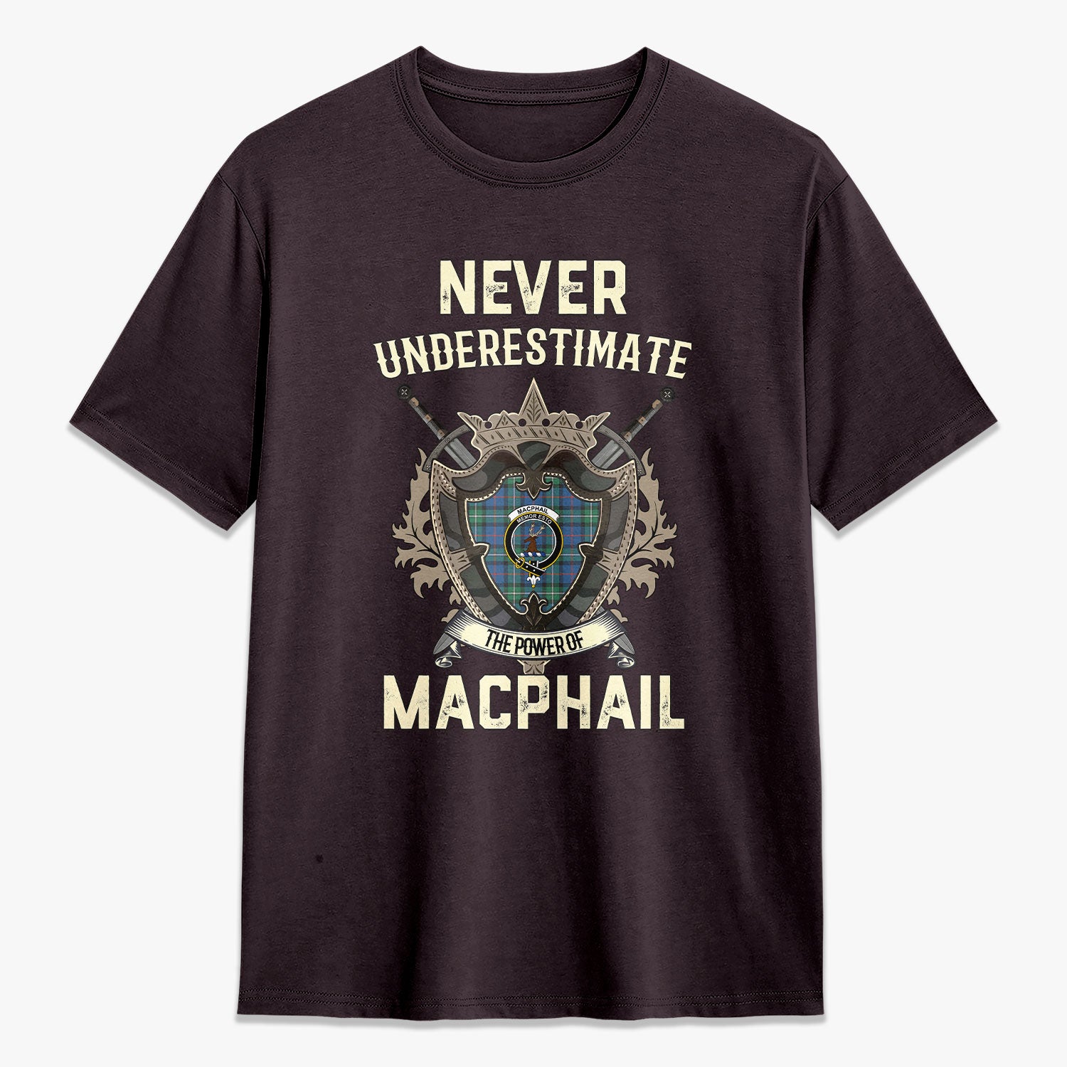 MacPhail Hunting Ancient Tartan Crest 2D T-shirt - Never Underestimate Style