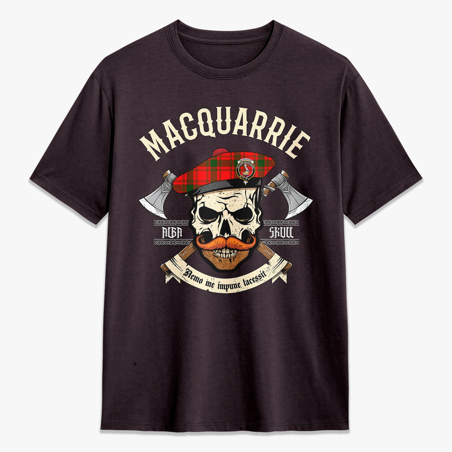 MacQuarrie Tartan Crest 2D T-shirt - Alba Skull Style