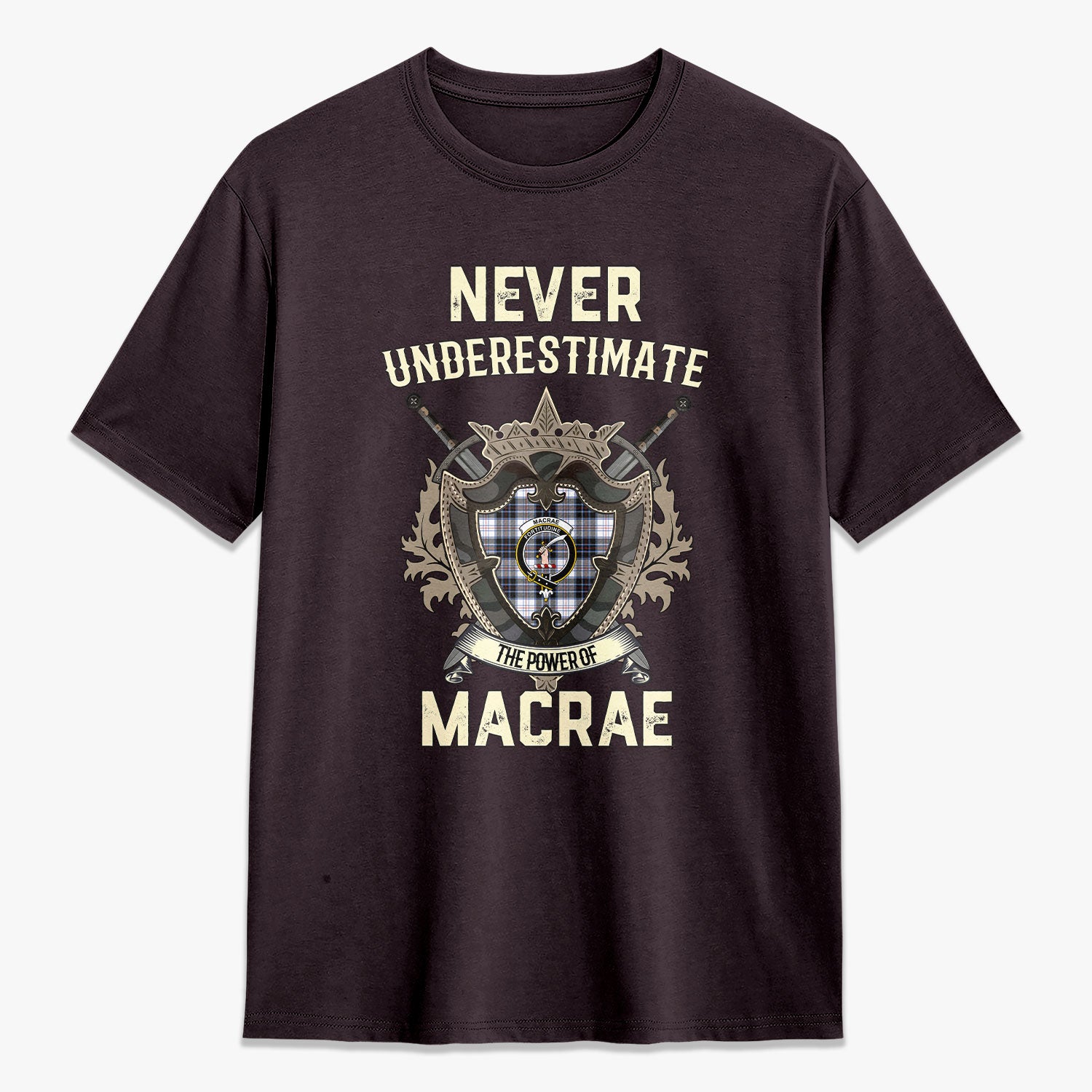 MacRae Dress Modern Tartan Crest 2D T-shirt - Never Underestimate Style