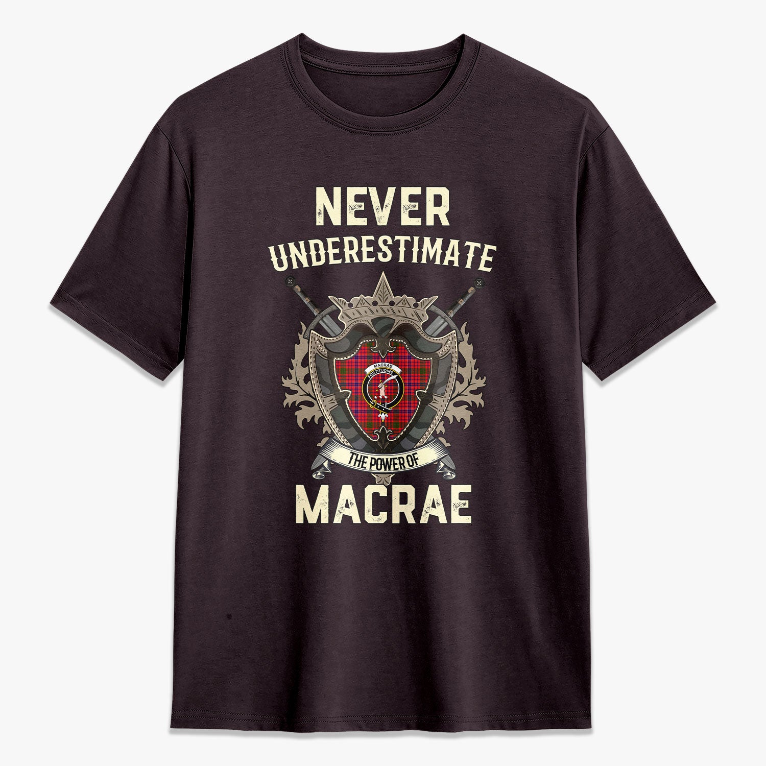 MacRae Modern Tartan Crest 2D T-shirt - Never Underestimate Style