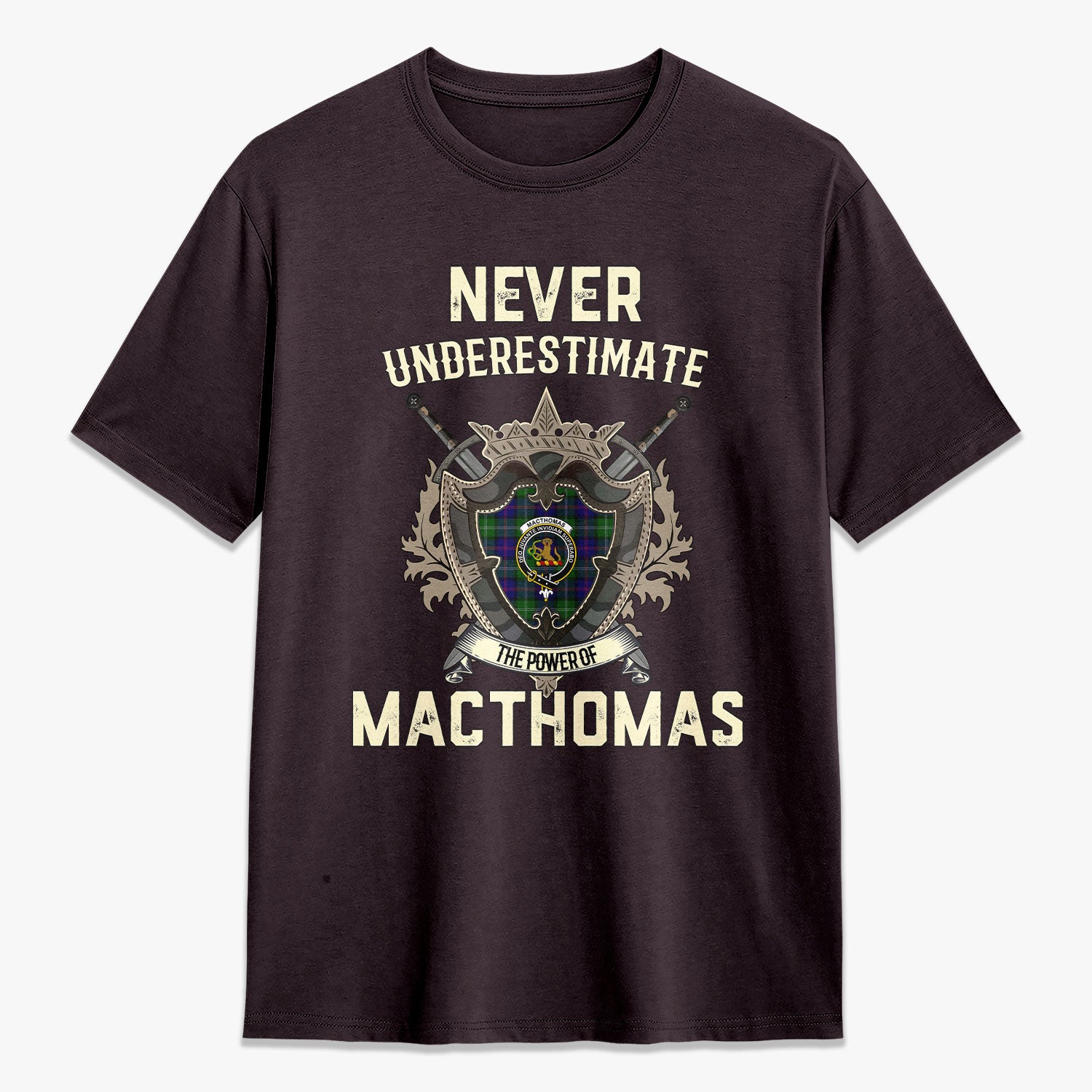 MacThomas Modern Tartan Crest 2D T-shirt - Never Underestimate Style