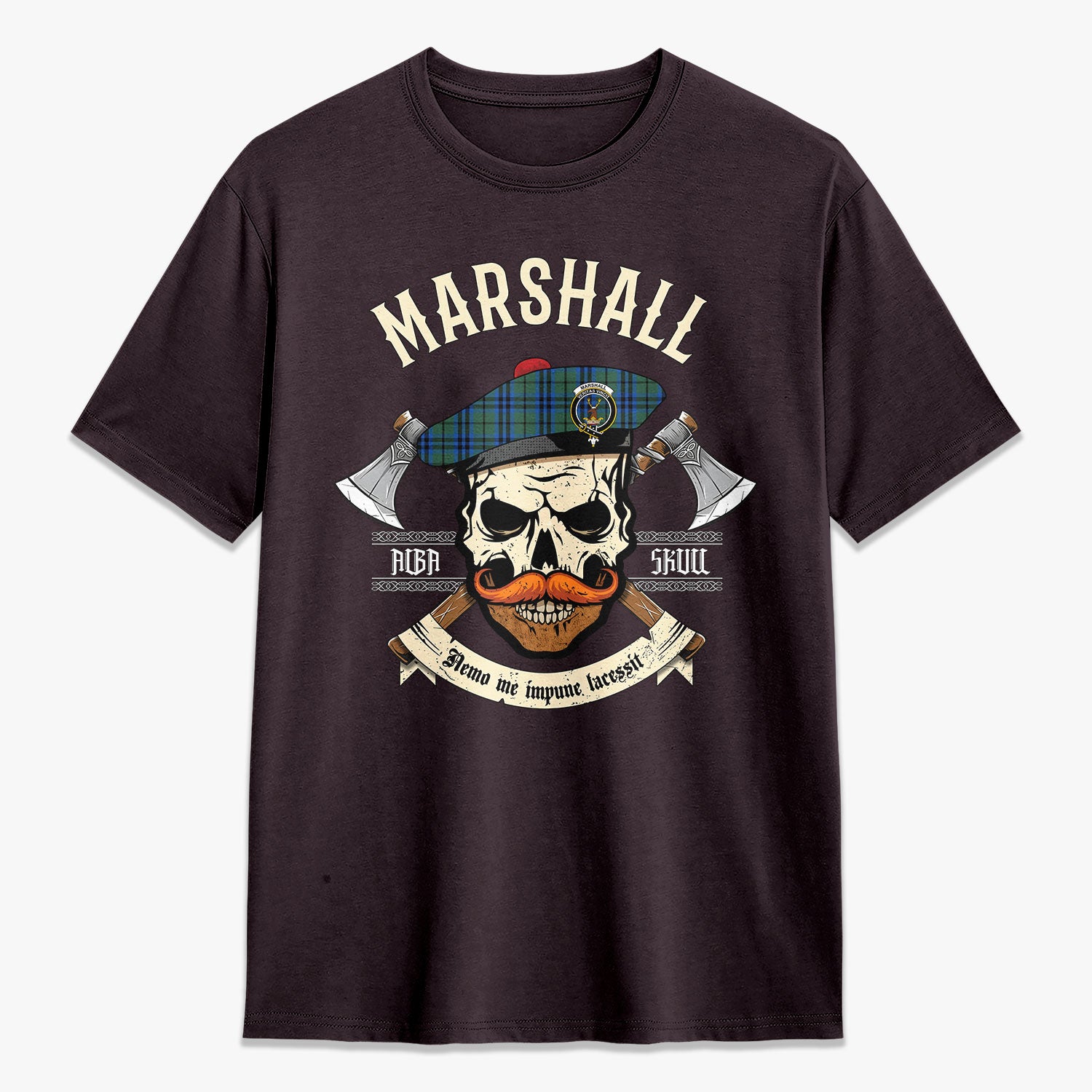 Marshall Tartan Crest 2D T-shirt - Alba Skull Style