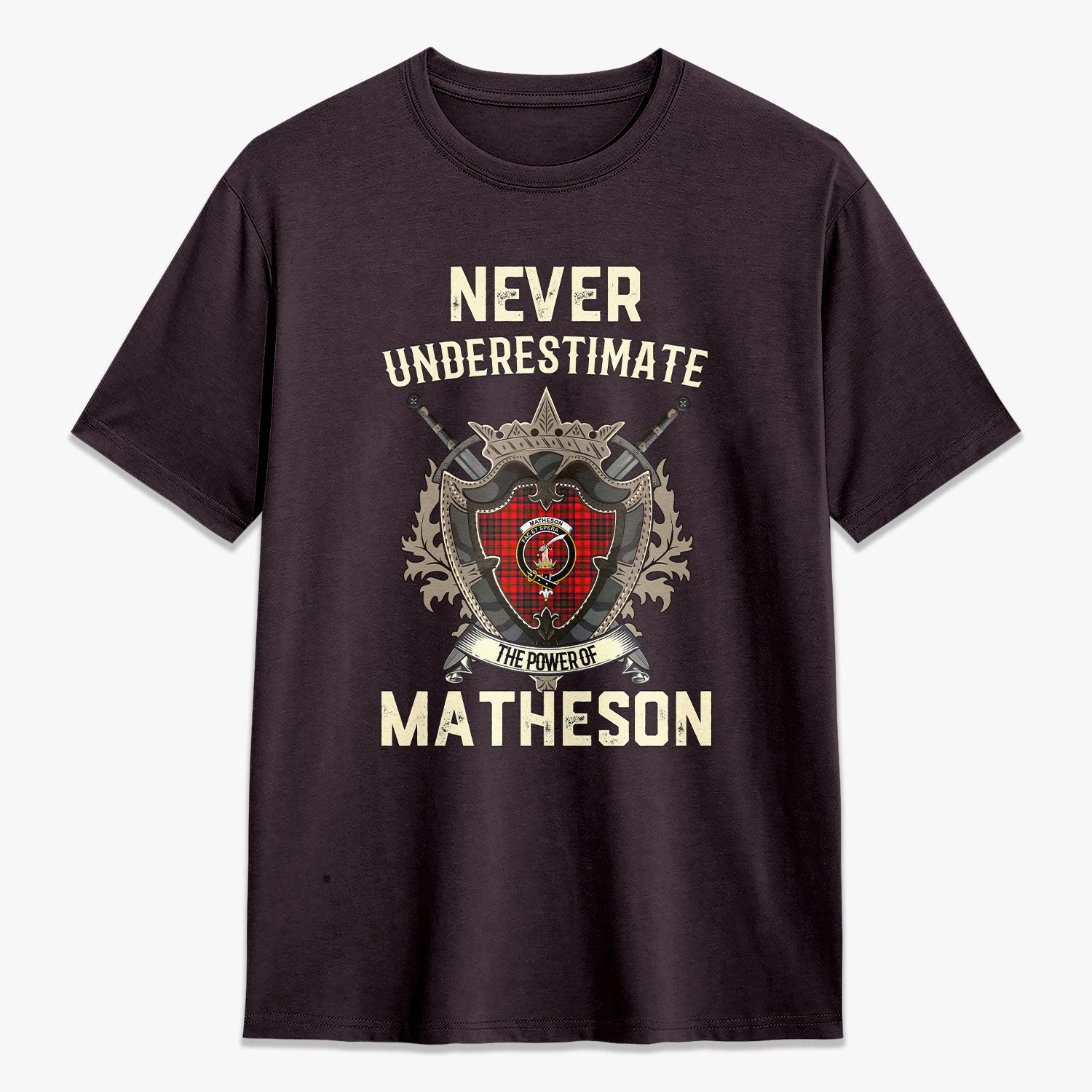 Matheson Modern Tartan Crest 2D T-shirt - Never Underestimate Style