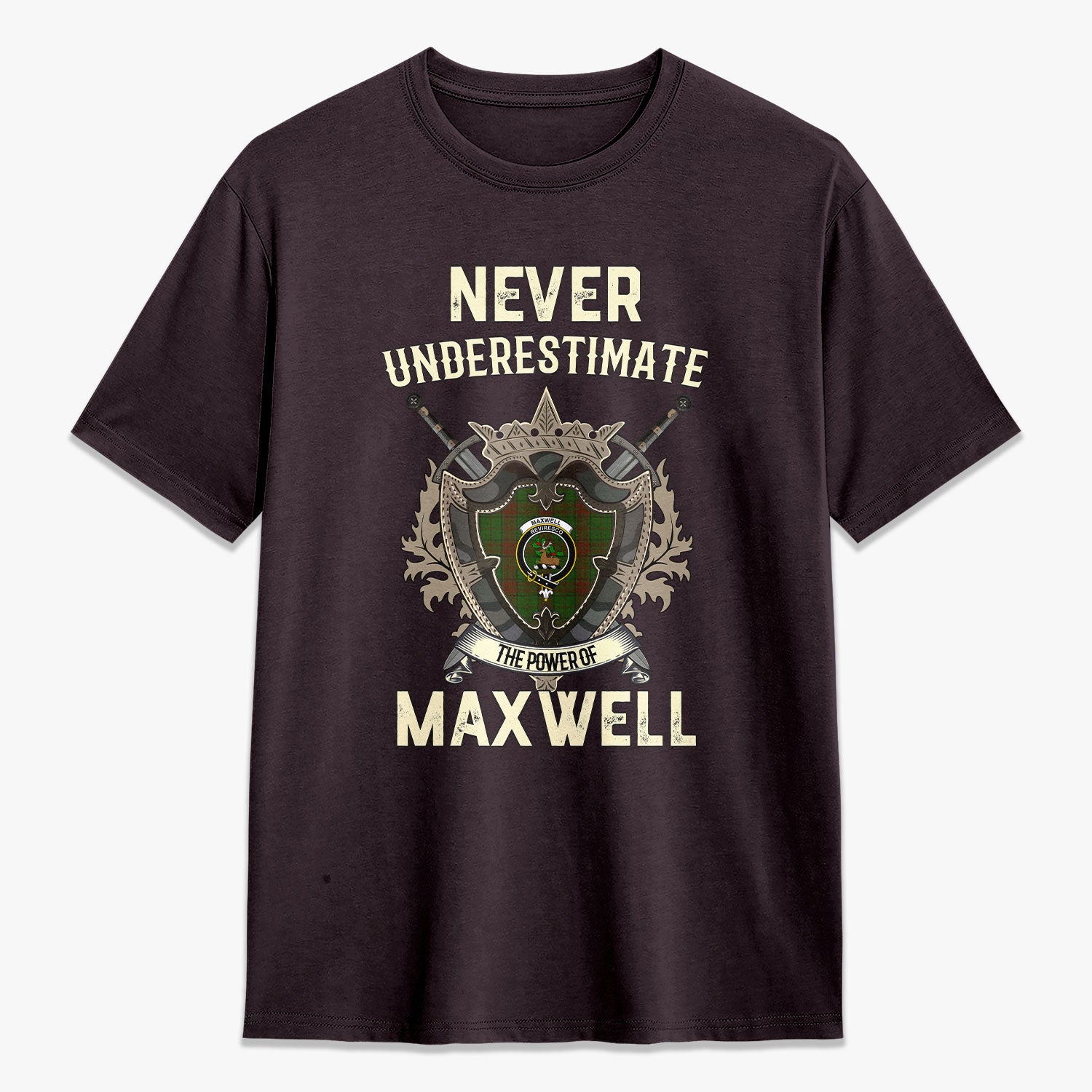 Maxwell Hunting Tartan Crest 2D T-shirt - Never Underestimate Style