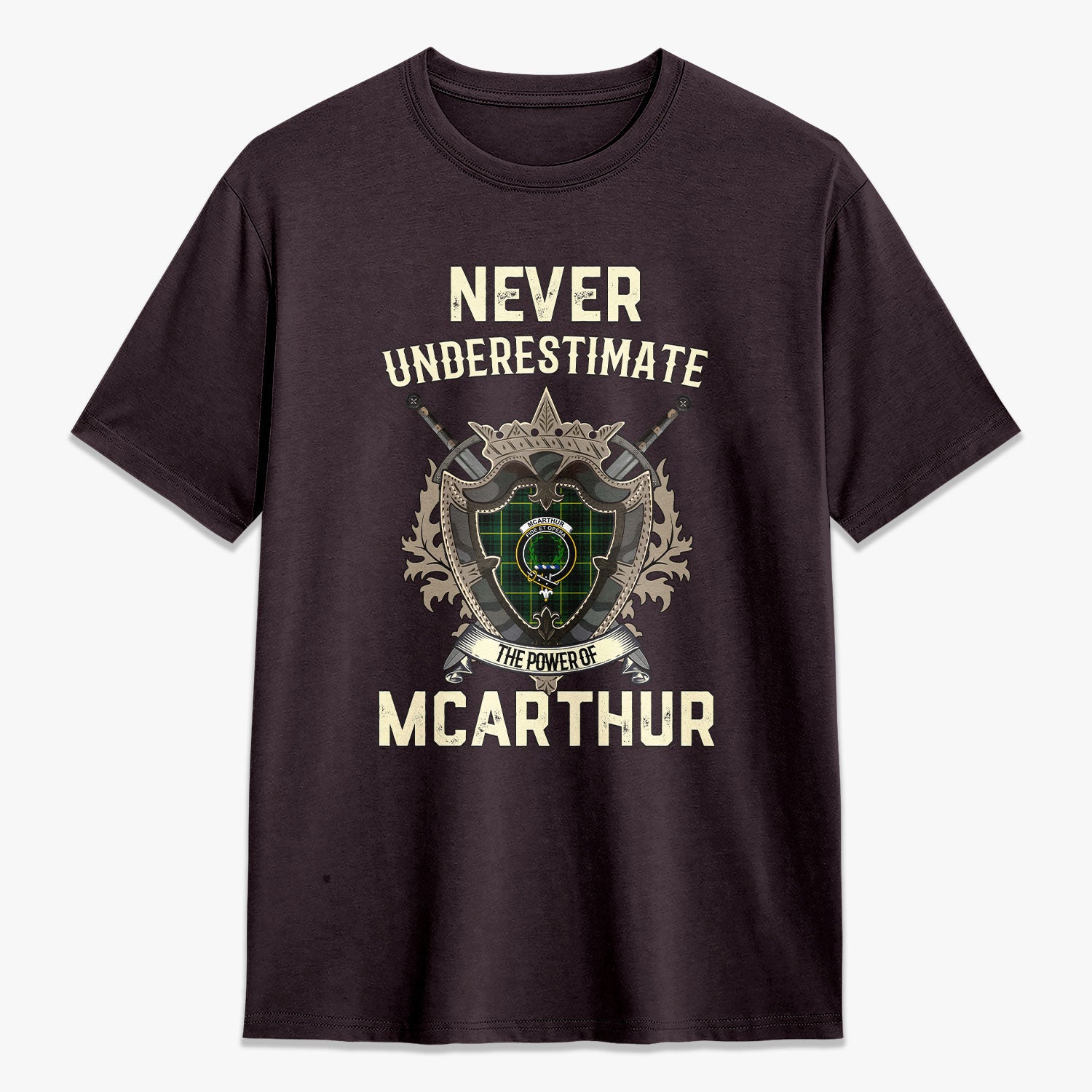 McArthur Modern Tartan Crest 2D T-shirt - Never Underestimate Style
