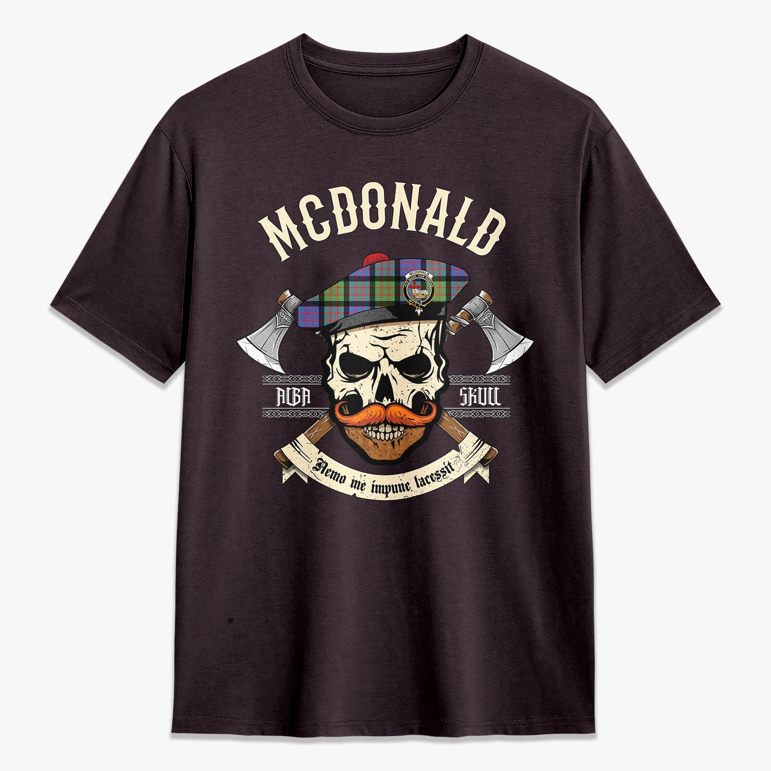 McDonald Ancient Tartan Crest 2D T-shirt - Alba Skull Style