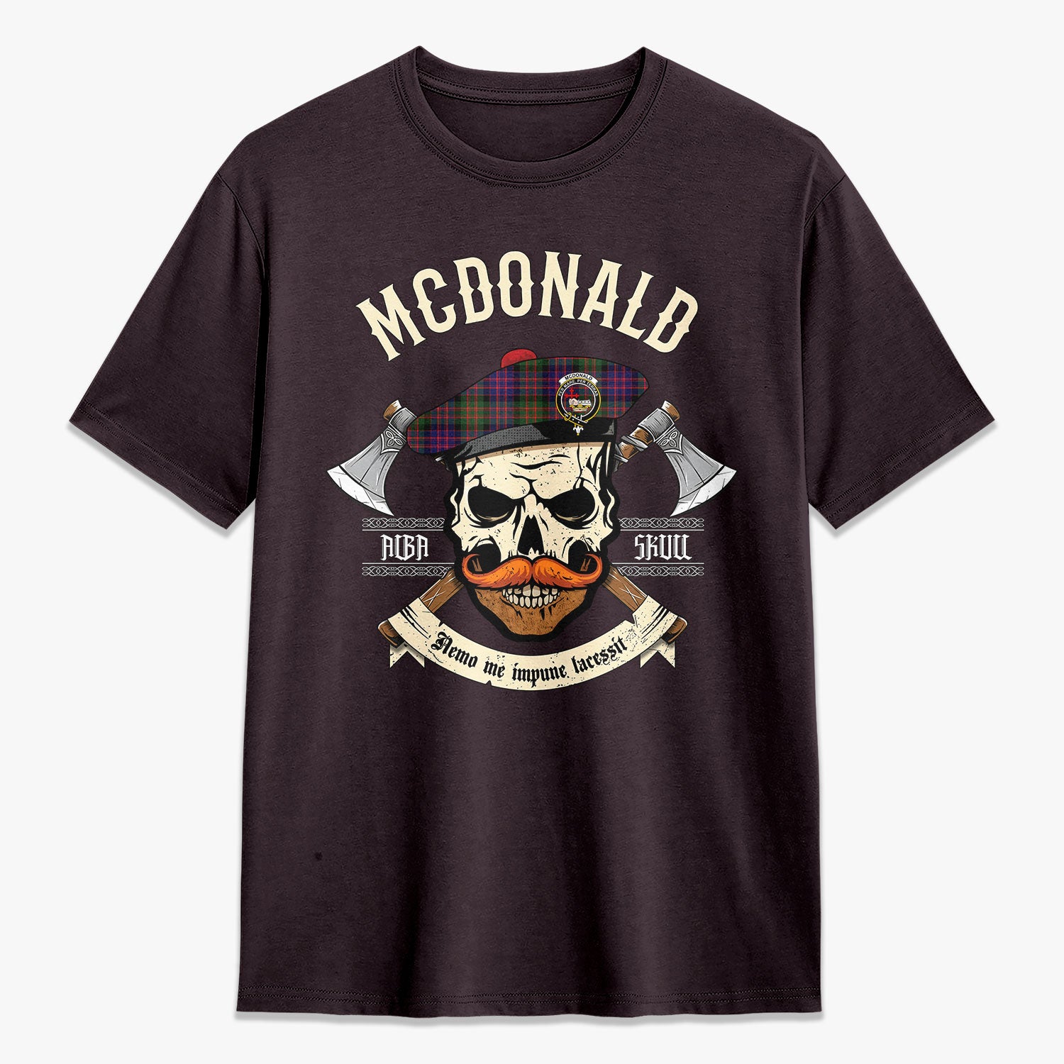 McDonald Modern Tartan Crest 2D T-shirt - Alba Skull Style