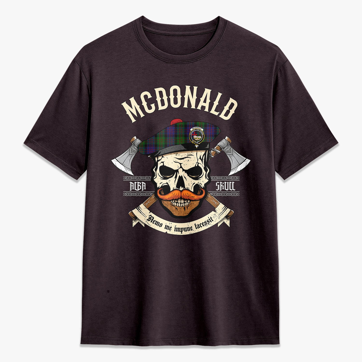 McDonald Tartan Crest 2D T-shirt - Alba Skull Style