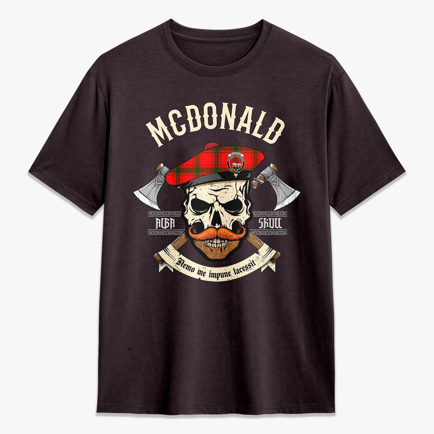 McDonald of Sleat Tartan Crest 2D T-shirt - Alba Skull Style