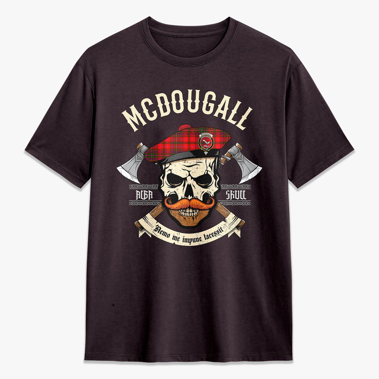 McDougall Modern Tartan Crest 2D T-shirt - Alba Skull Style