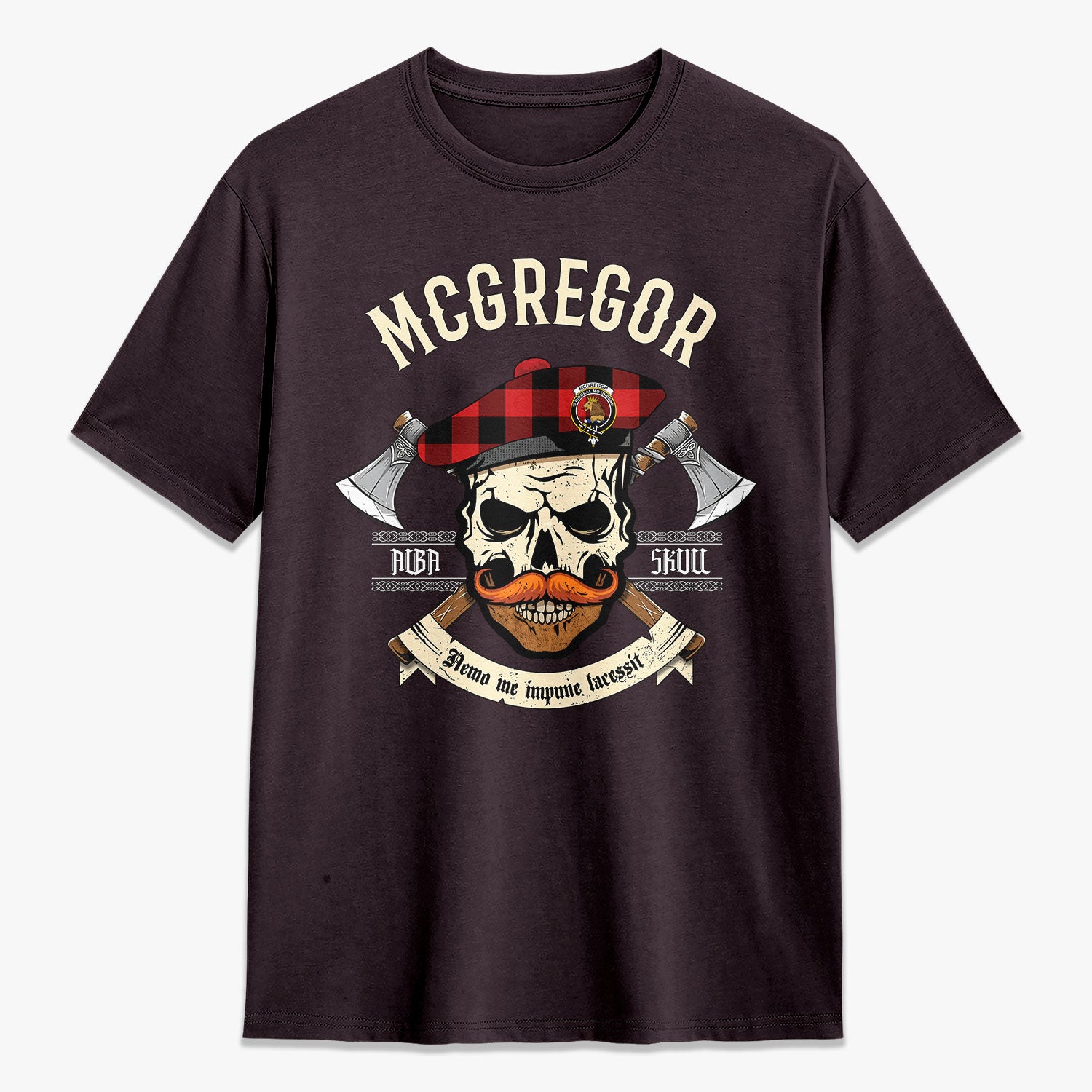 McGregor Rob Roy Modern Tartan Crest 2D T-shirt - Alba Skull Style