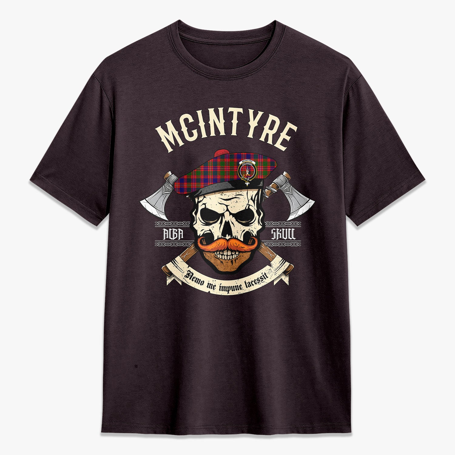 McIntyre Modern Tartan Crest 2D T-shirt - Alba Skull Style