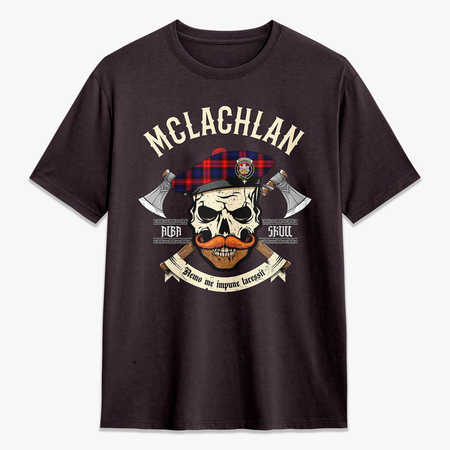 McLachlan Modern Tartan Crest 2D T-shirt - Alba Skull Style