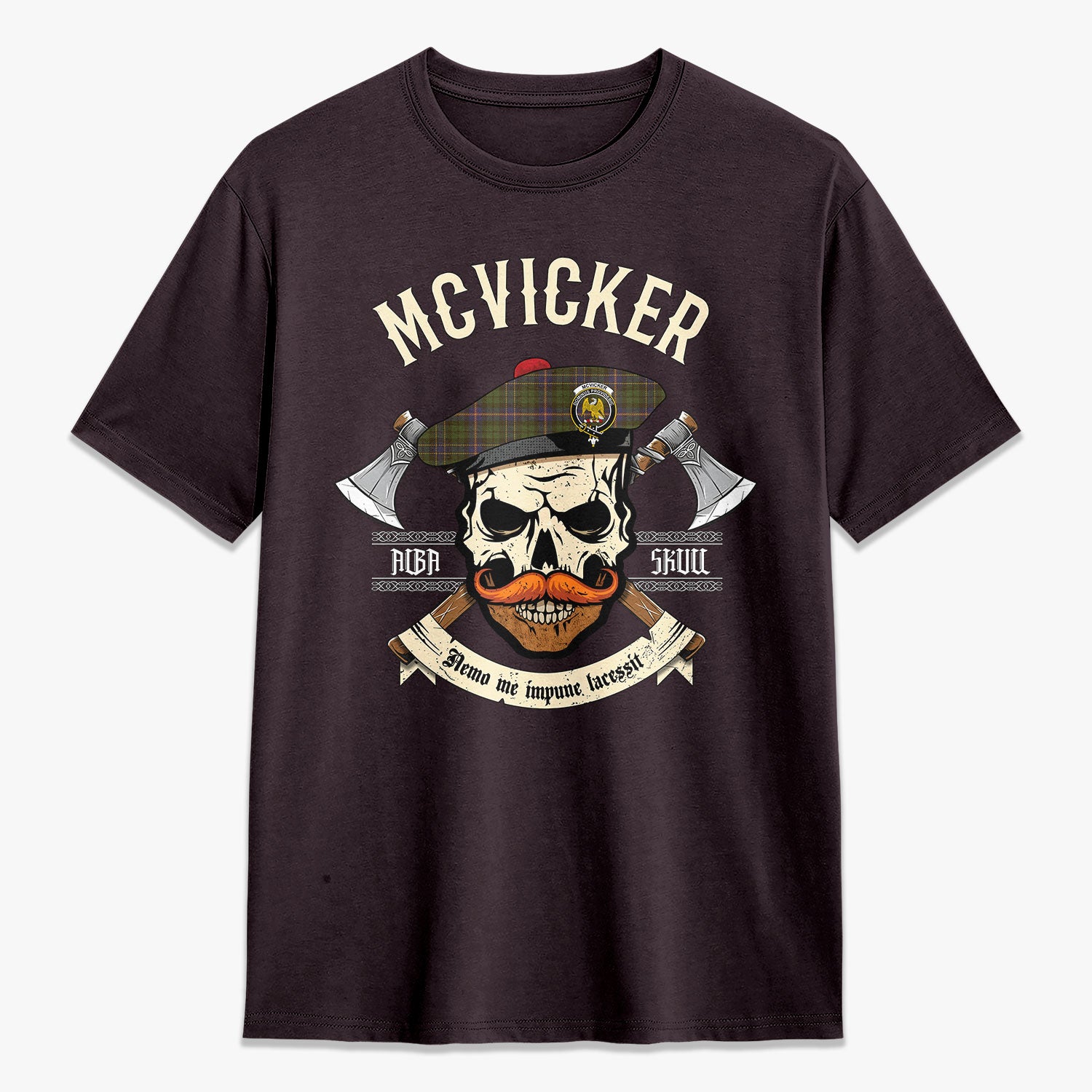 McVicker Tartan Crest 2D T-shirt - Alba Skull Style