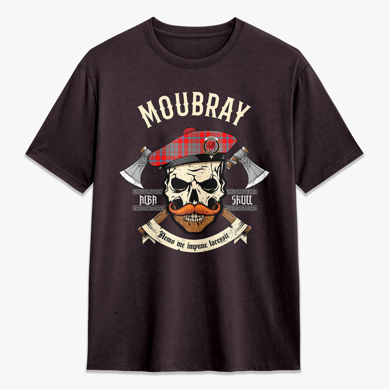 Moubray Tartan Crest 2D T-shirt - Alba Skull Style