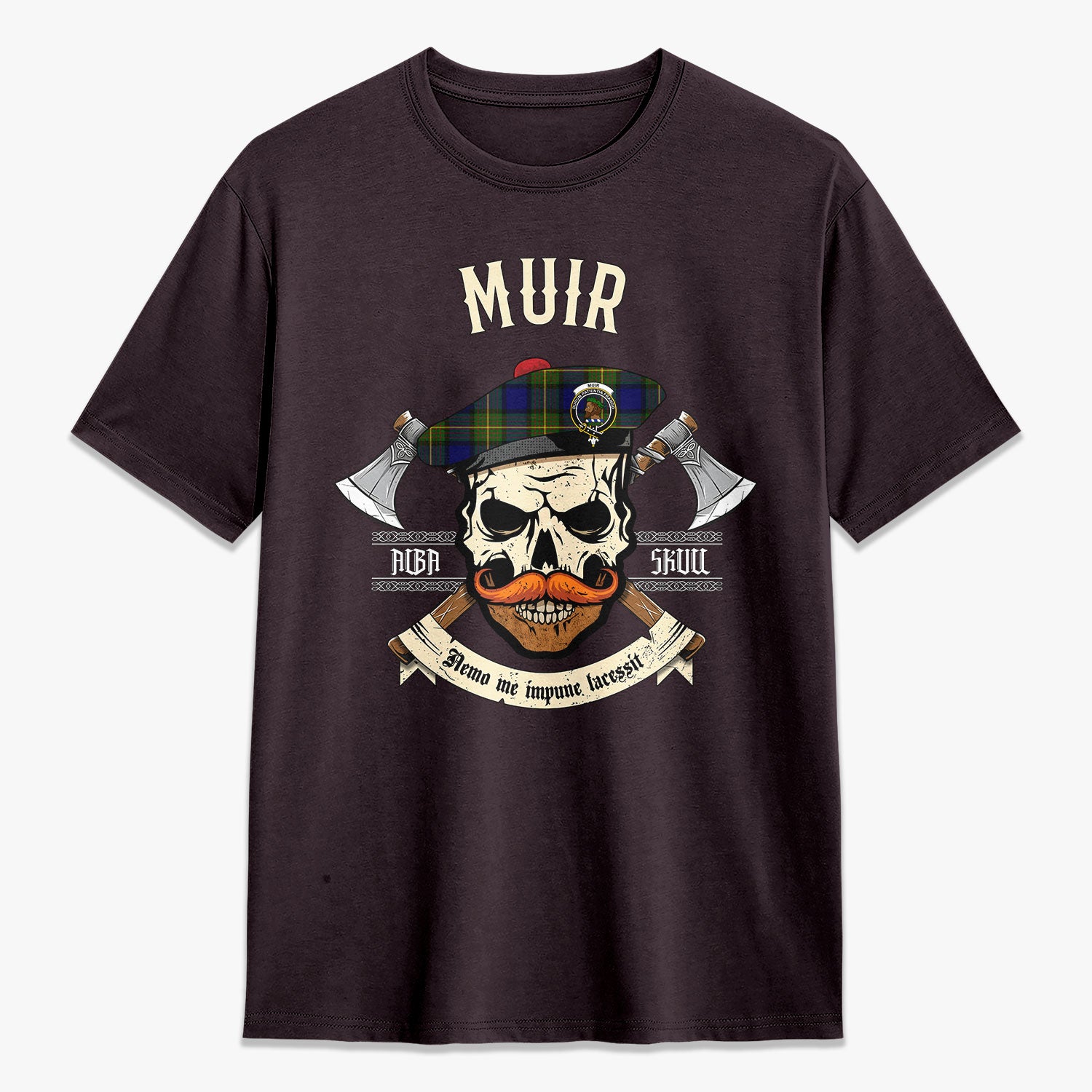 Muir Tartan Crest 2D T-shirt - Alba Skull Style