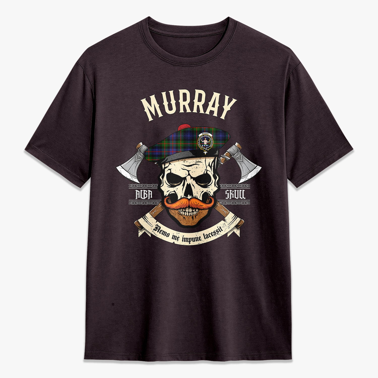 Murray of Atholl Modern Tartan Crest 2D T-shirt - Alba Skull Style