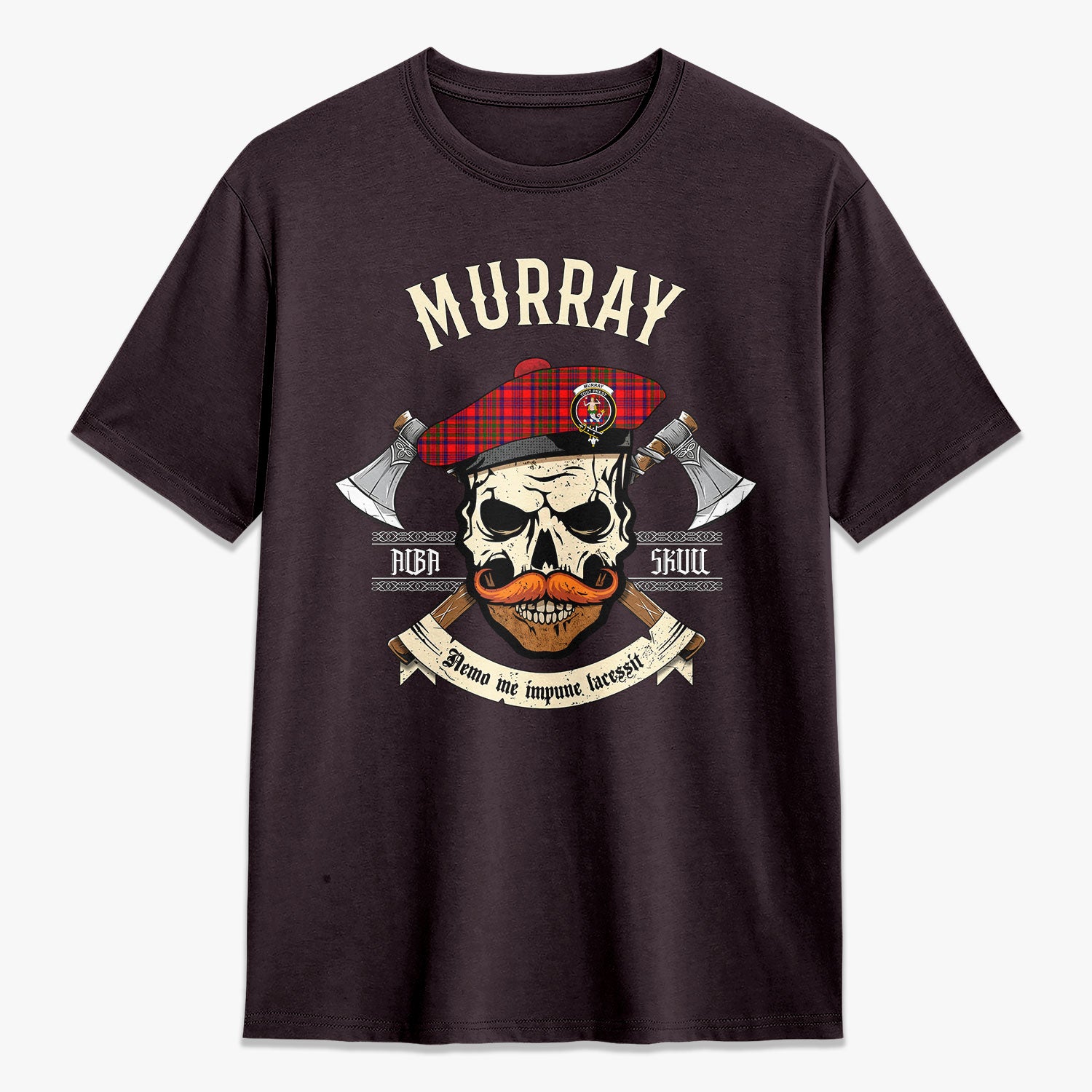 Murray of Tulloch Modern Tartan Crest 2D T-shirt - Alba Skull Style