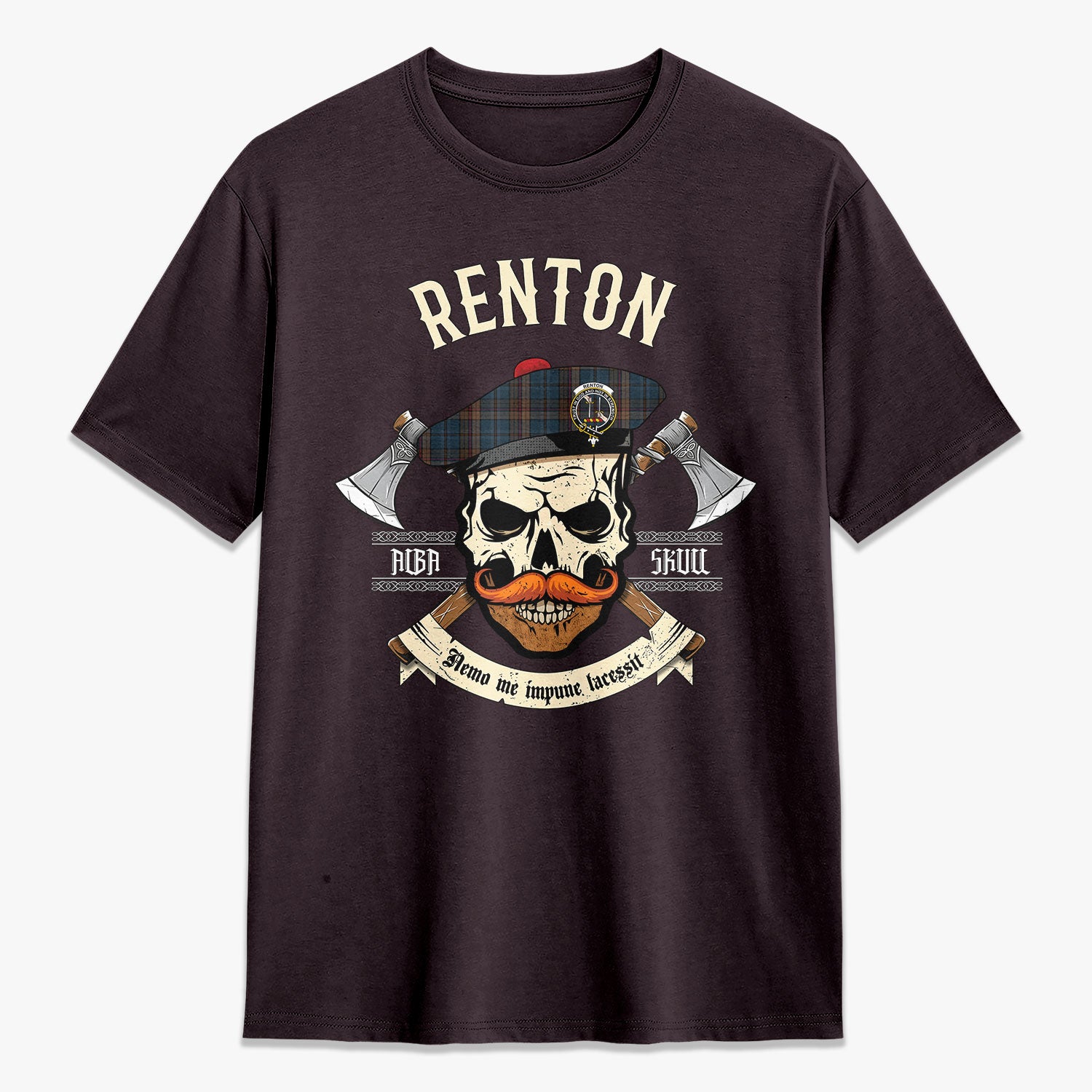 Renton Tartan Crest 2D T-shirt - Alba Skull Style