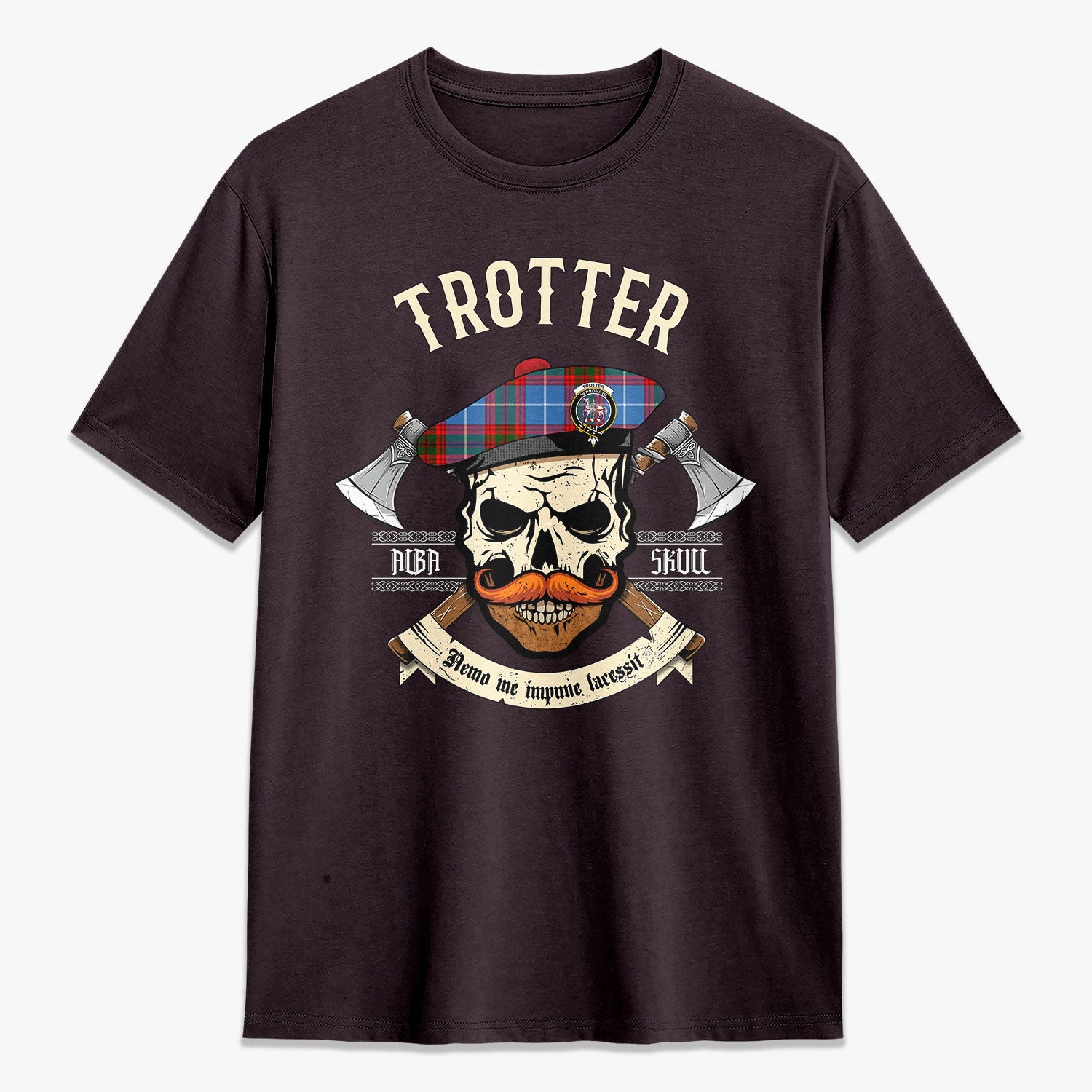 Trotter Tartan Crest 2D T-shirt - Alba Skull Style