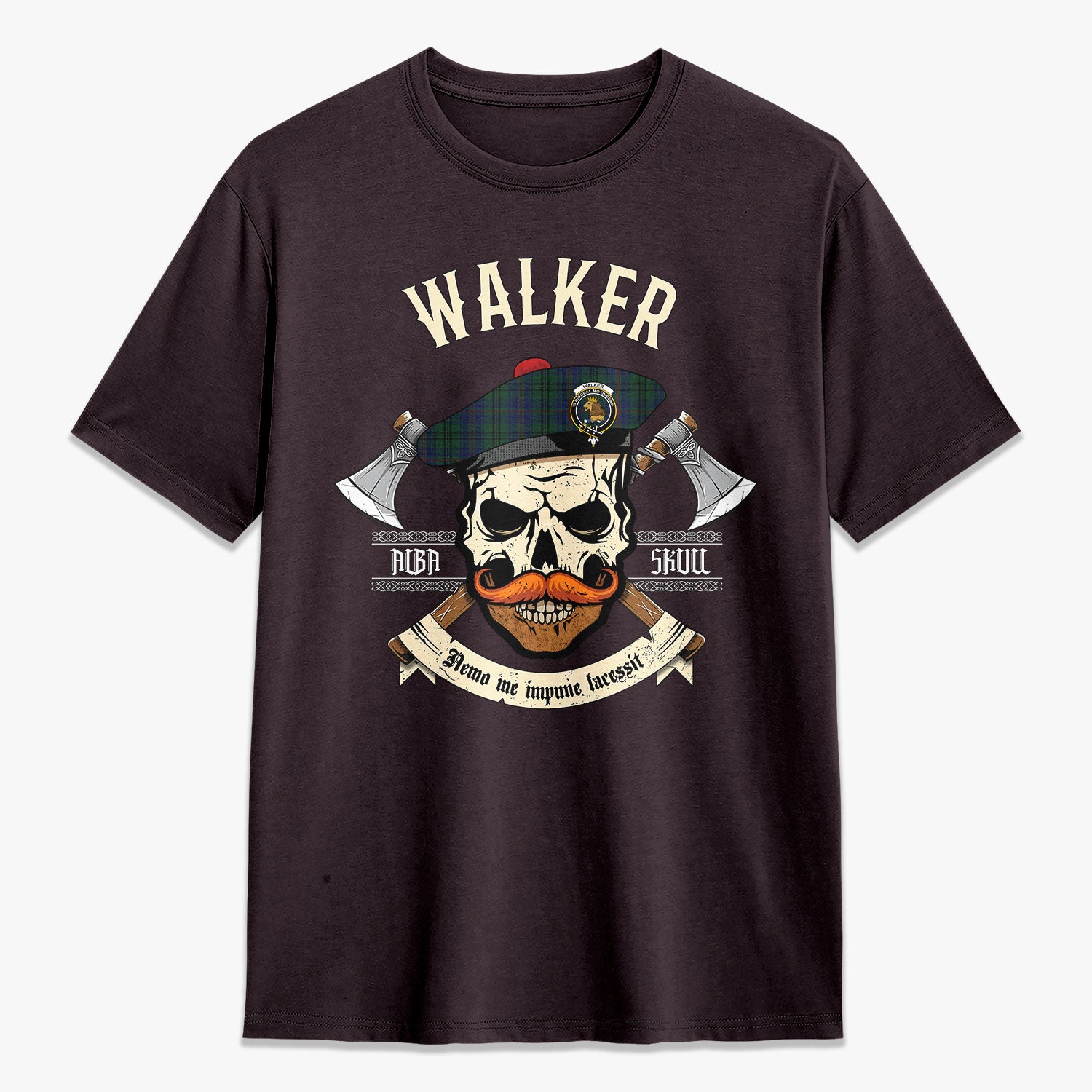 Walker Hunting Tartan Crest 2D T-shirt - Alba Skull Style