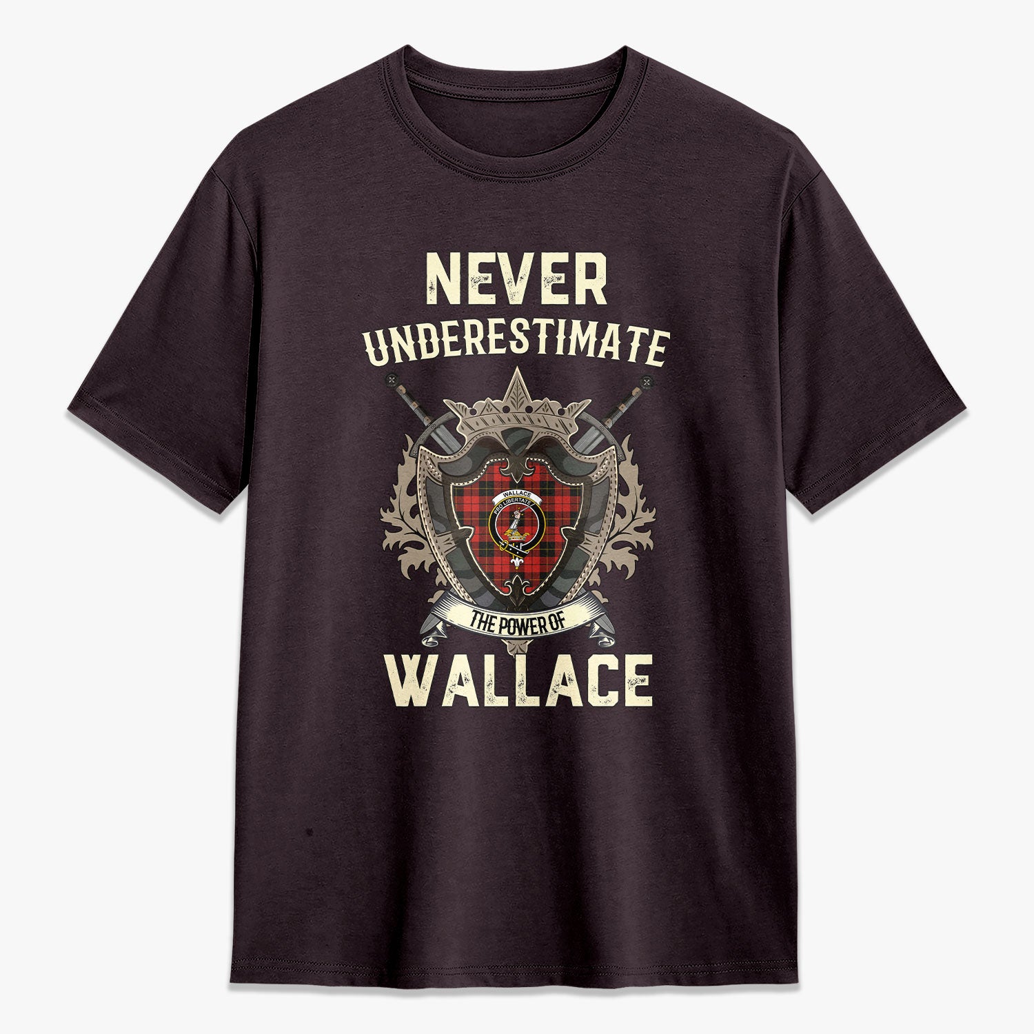 Wallace Weathered Tartan Crest 2D T-shirt - Never Underestimate Style