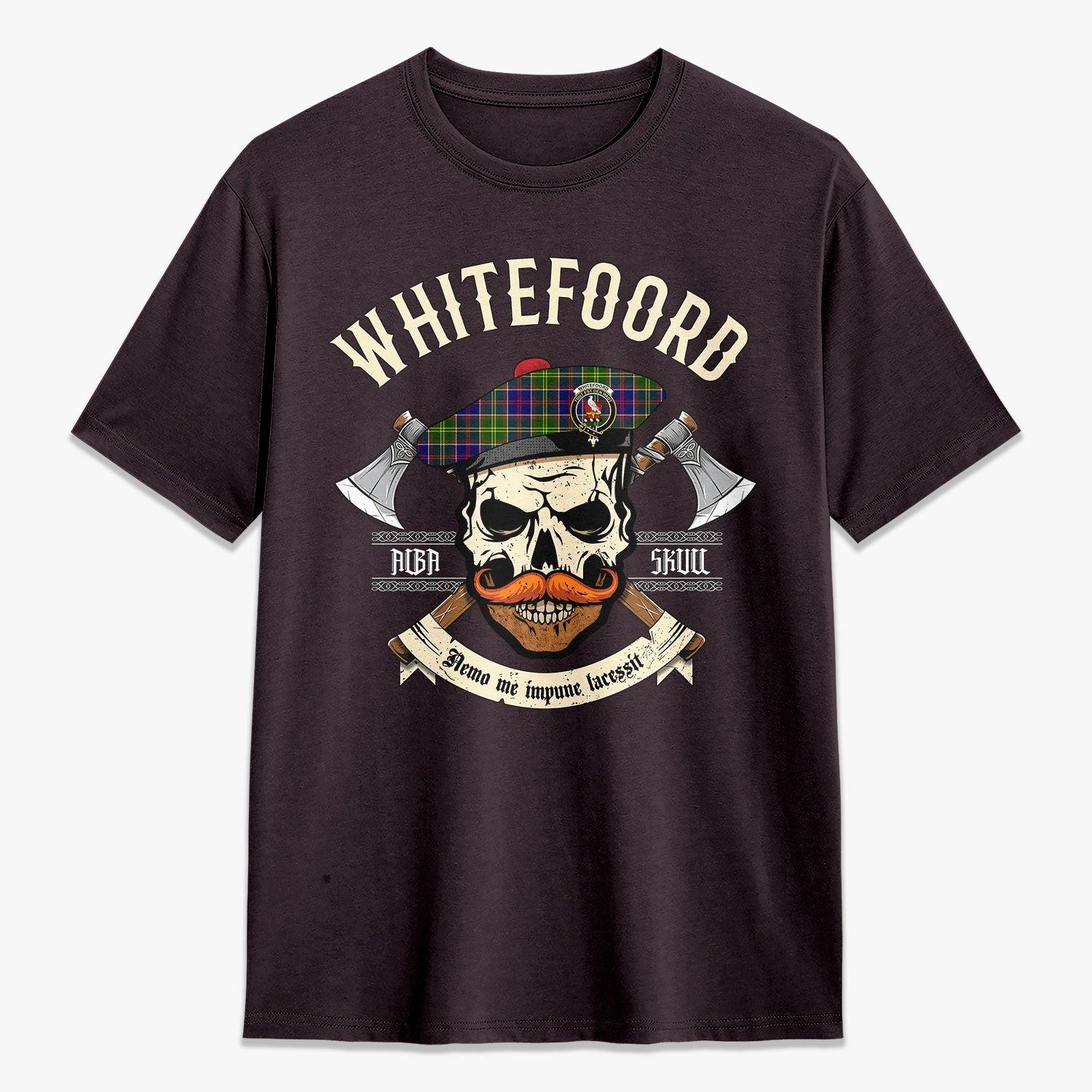 Whitefoord Tartan Crest 2D T-shirt - Alba Skull Style