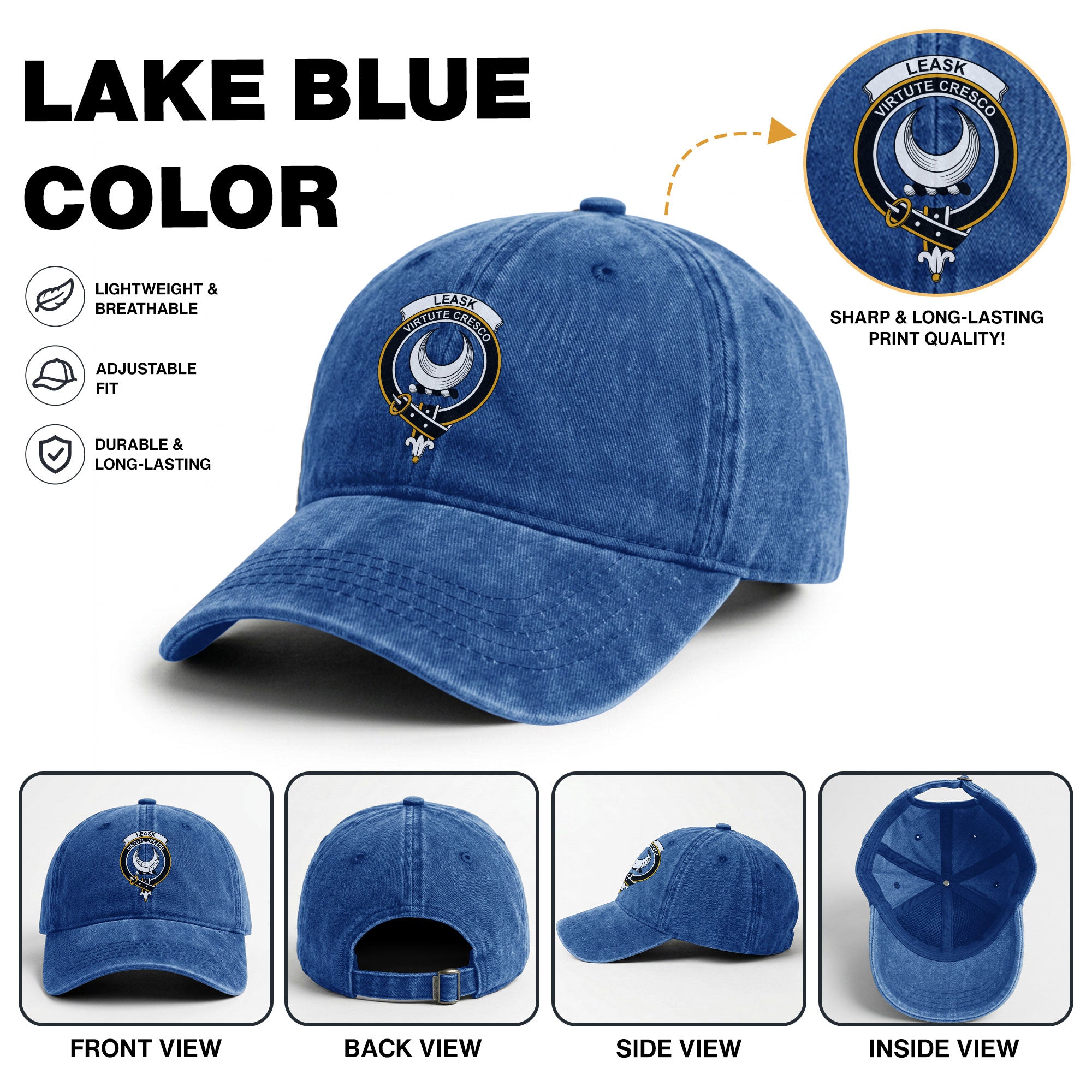 Leask Crest Washed Classic Cap