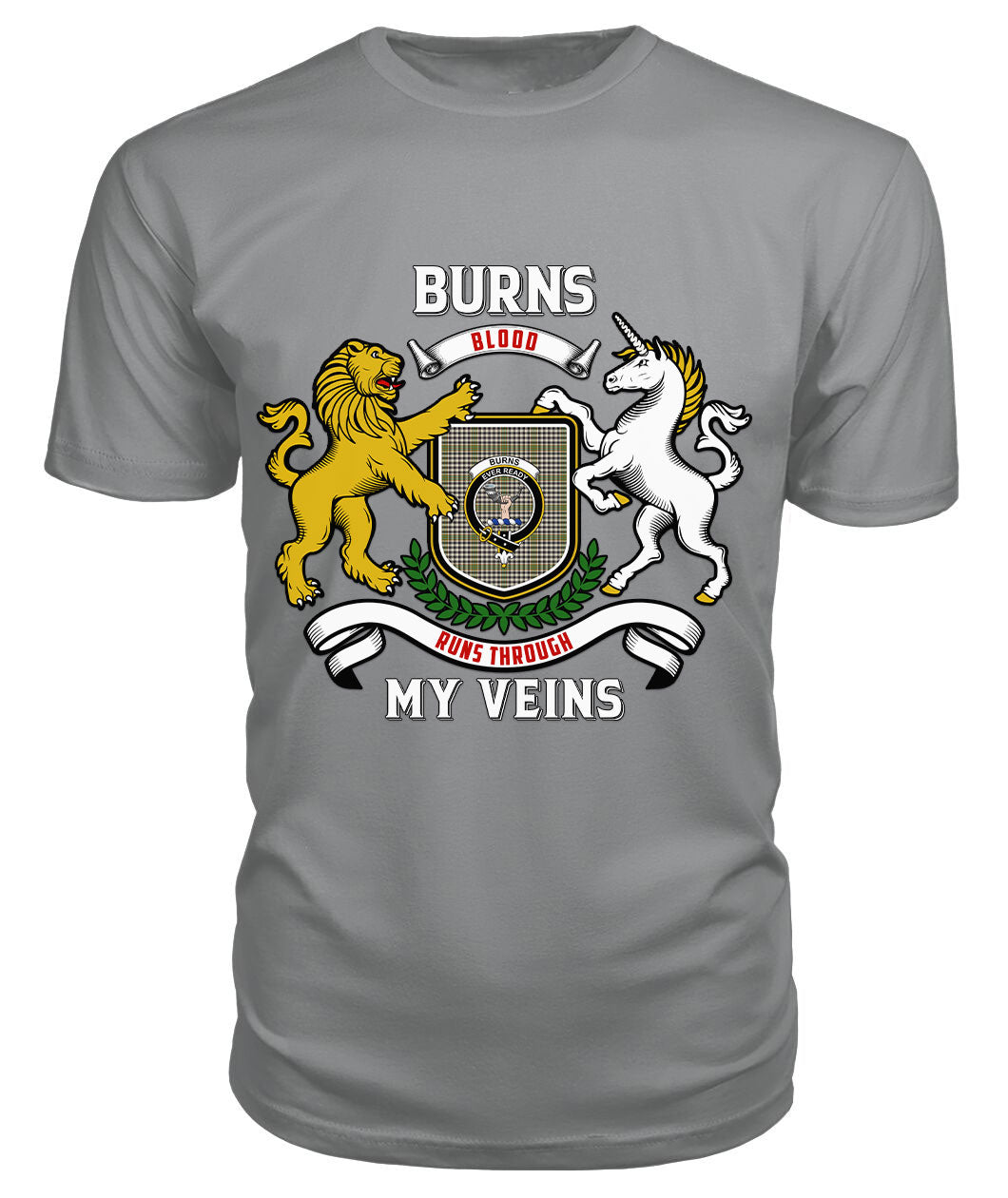 Burns Tartan Crest 2D T-shirt - Blood Runs Through My Veins Style