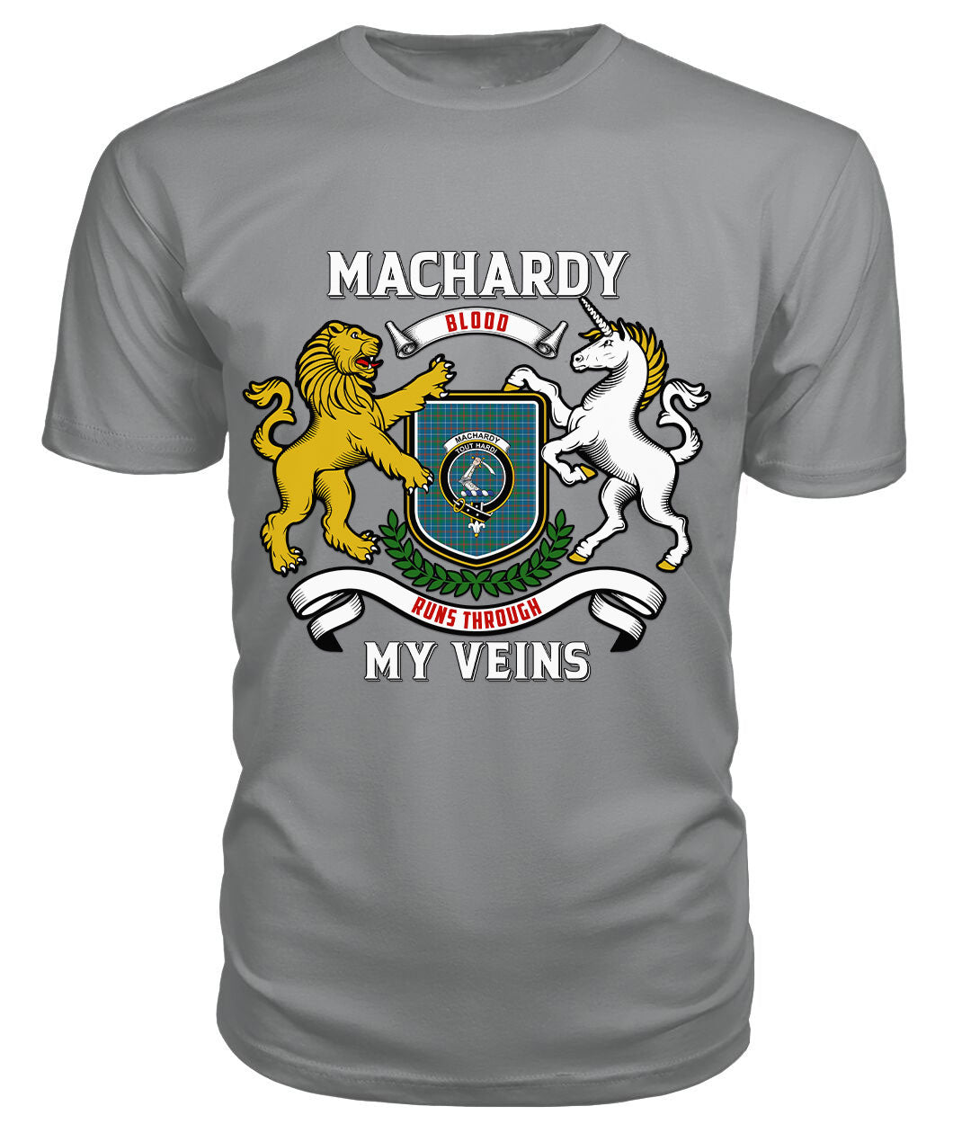 MacHardy Ancient Tartan Crest 2D T-shirt - Blood Runs Through My Veins Style