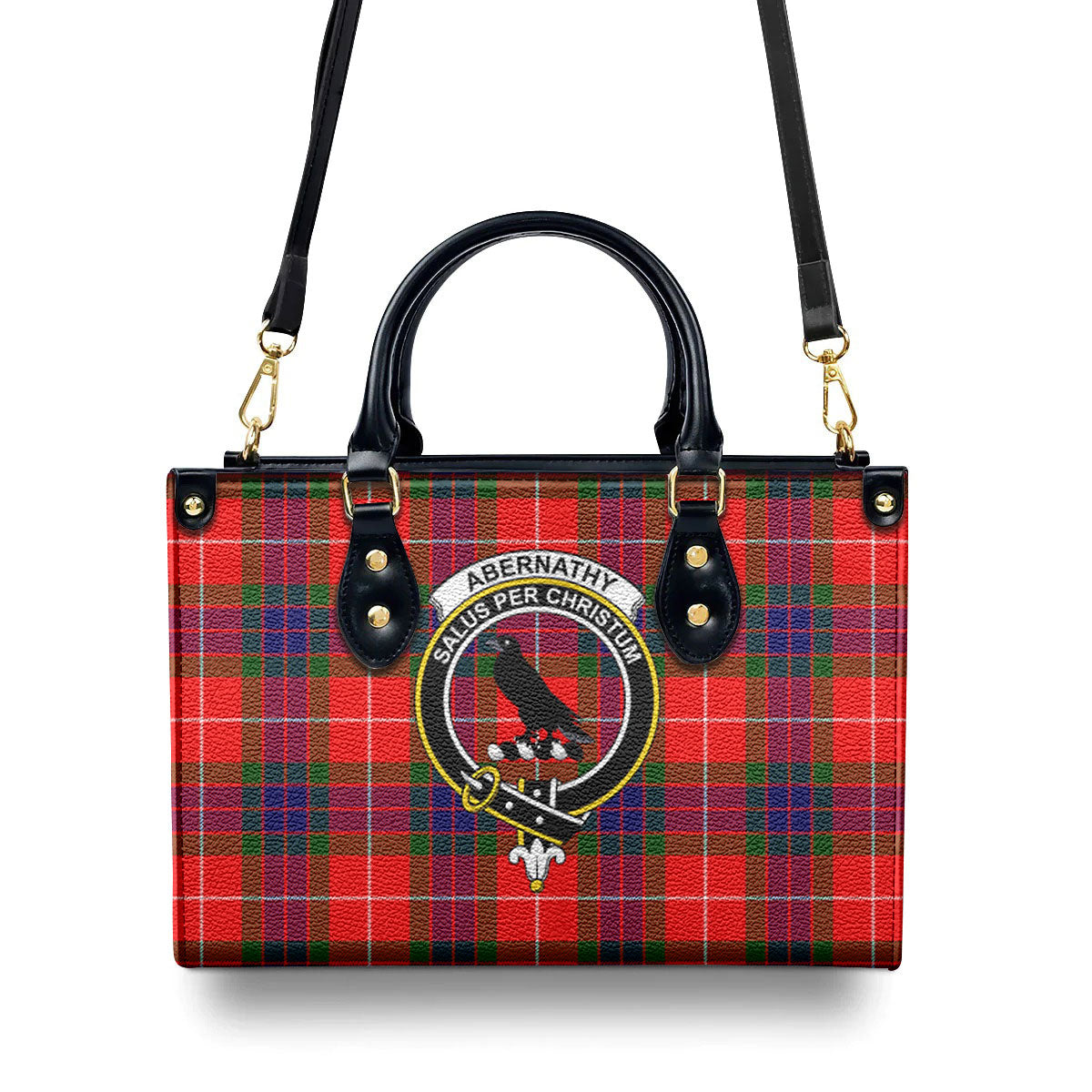 Abernathy Tartan Crest Leather Handbag