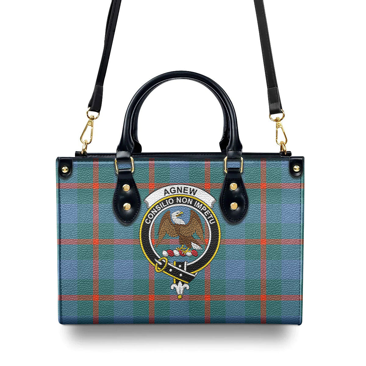 Agnew Ancient Tartan Crest Leather Handbag