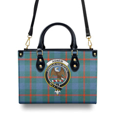 Agnew Ancient Tartan Crest Leather Handbag