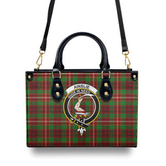 Ainslie Tartan Crest Leather Handbag