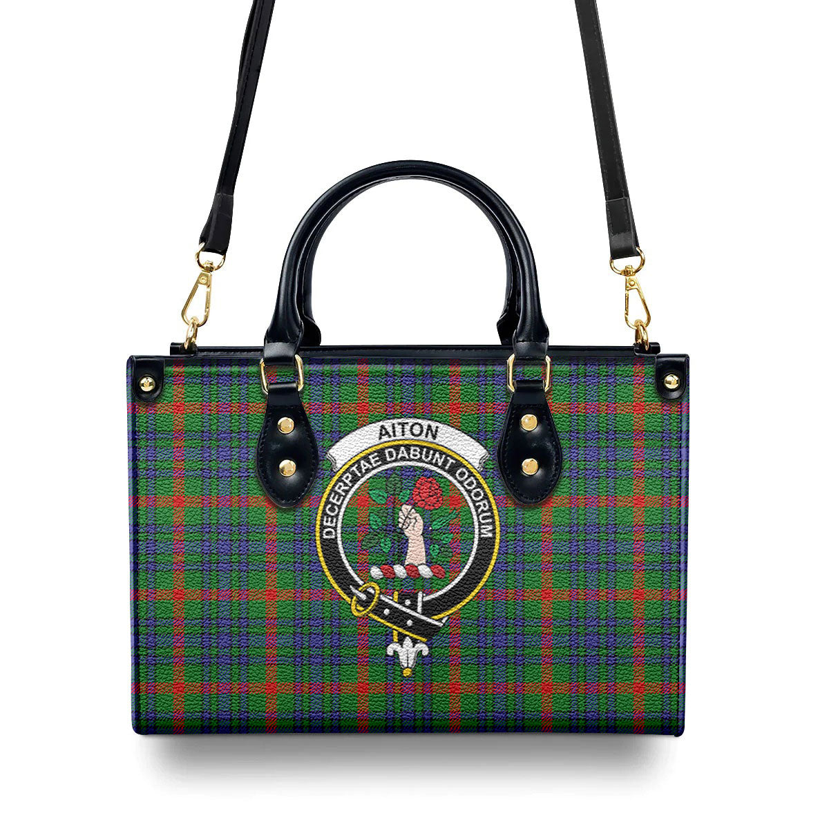 Aiton Tartan Crest Leather Handbag