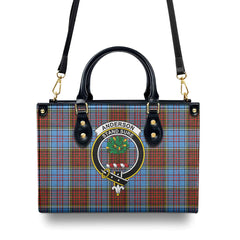 Anderson Modern Tartan Crest Leather Handbag